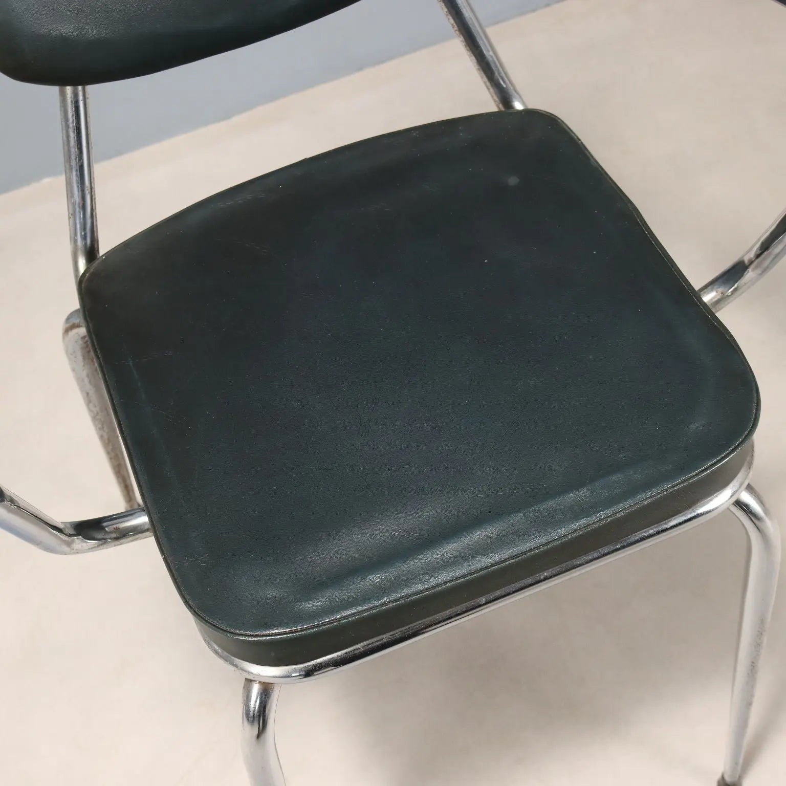 Vintage Chairs Chromed Metal Leatherette Design Italy 1960s-70s | Modernism | Chairs