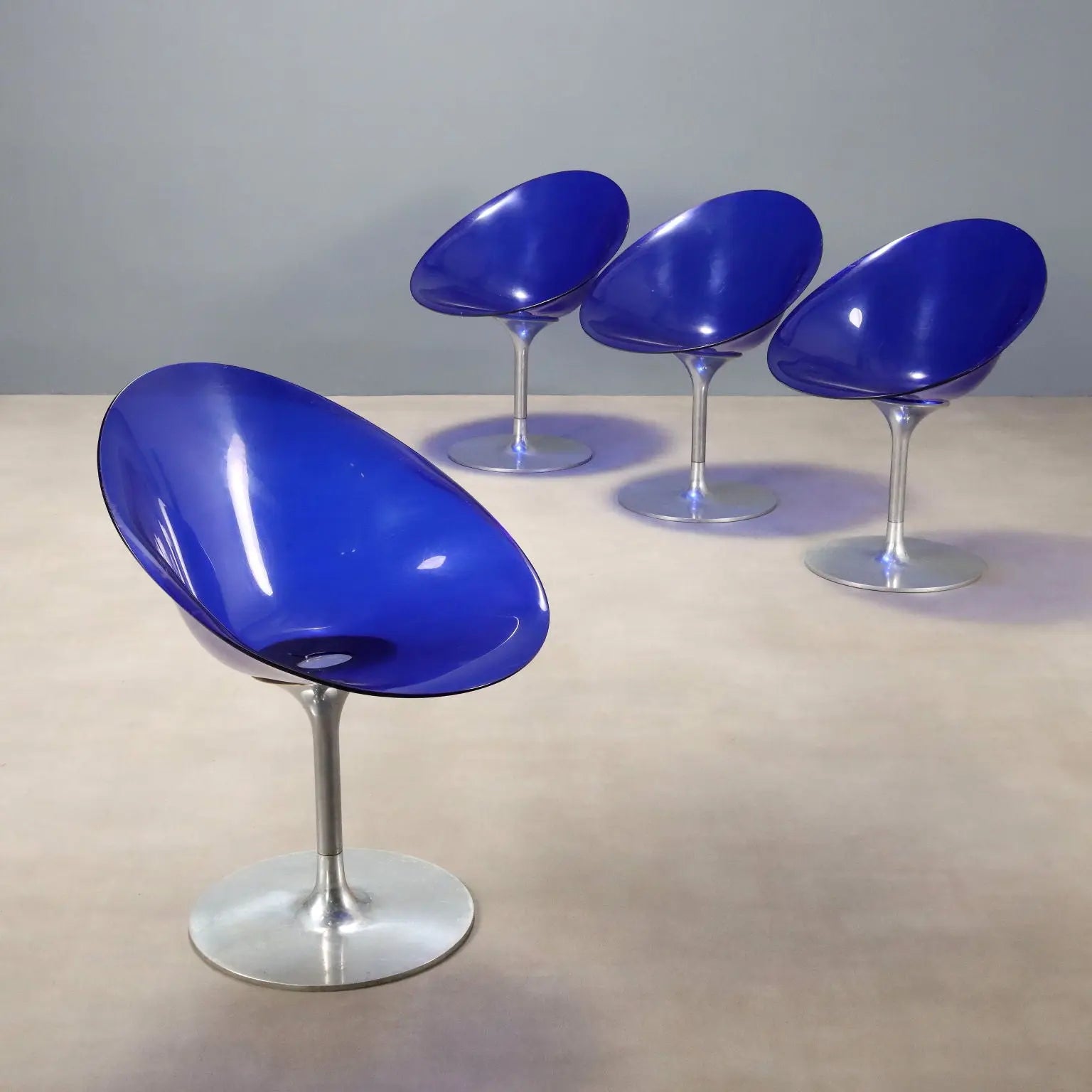 Kartell Eros Chairs Design Philippe Starck Aluminium Italy 1990s