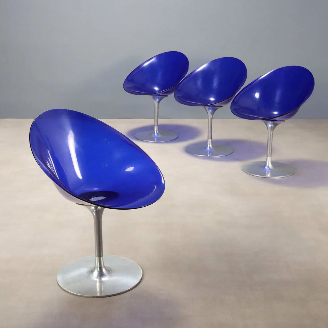 Kartell Eros Chairs Design Philippe Starck Aluminium Italy 1990s