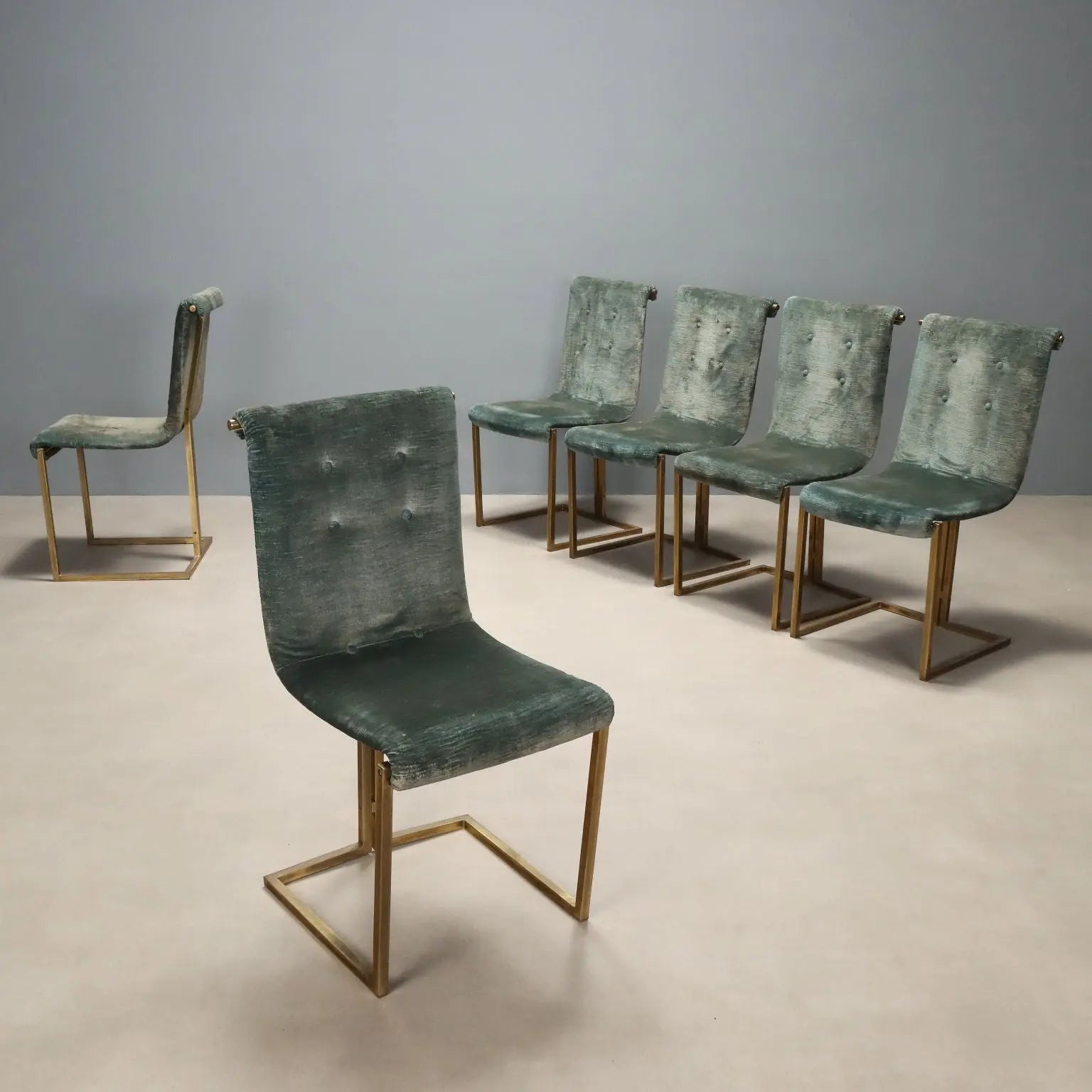 Vintage Chairs Brass-Plated Metal Fabric Design Italy 1960s | Modernism | Chairs