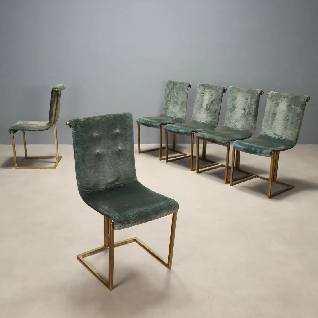 Vintage Chairs Brass-Plated Metal Fabric Design Italy 1960s | Modernism | Chairs