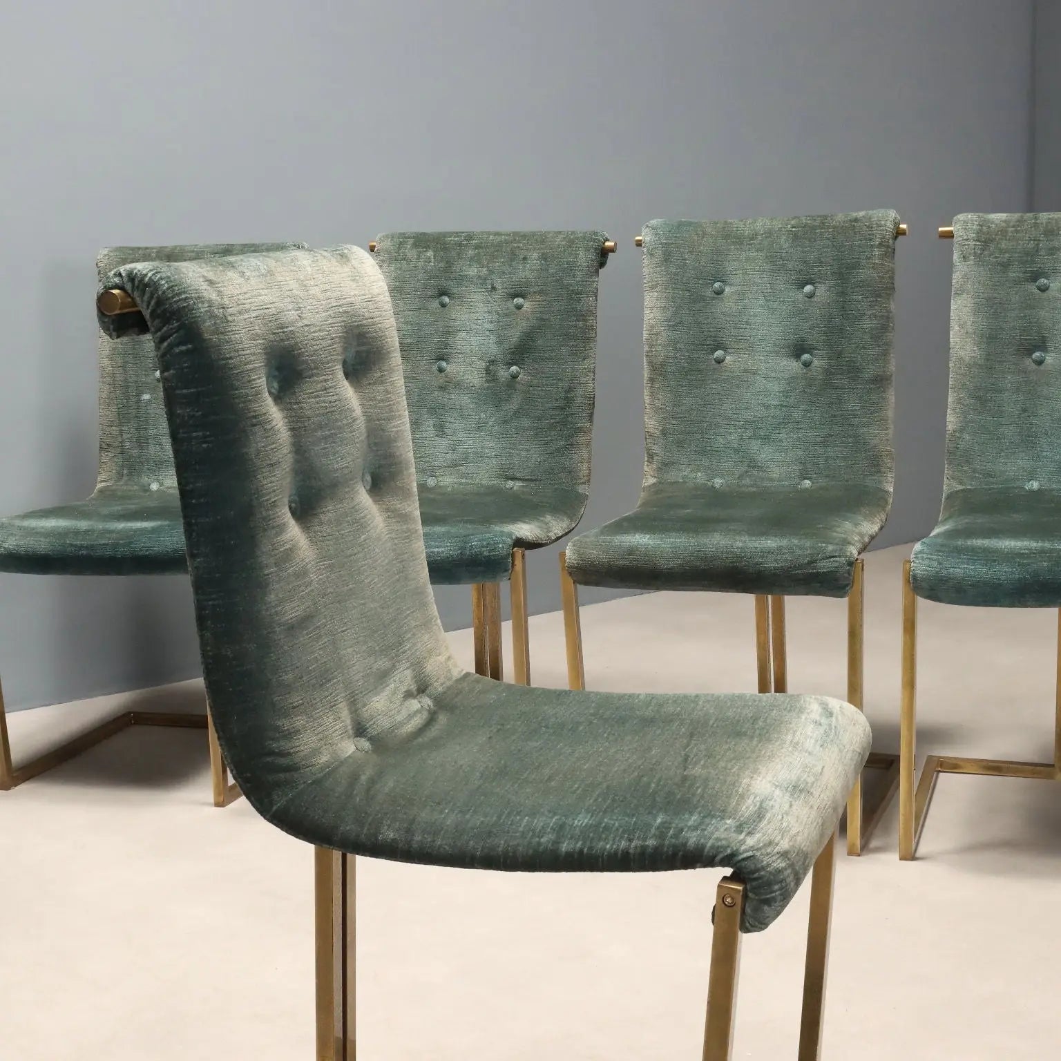 Vintage Chairs Brass-Plated Metal Fabric Design Italy 1960s | Modernism | Chairs