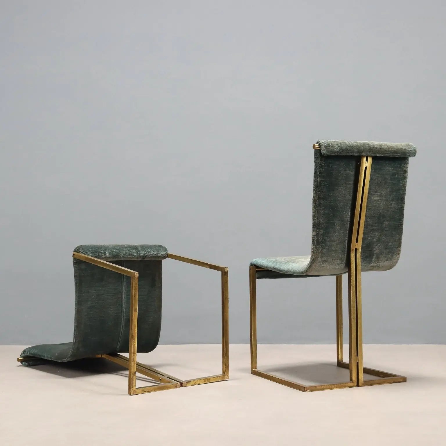 Vintage Chairs Brass-Plated Metal Fabric Design Italy 1960s | Modernism | Chairs