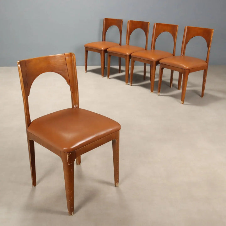 Vintage Chairs Beech Foam Leatherette Design Italy 1970s-1980s | Modernism | Chairs