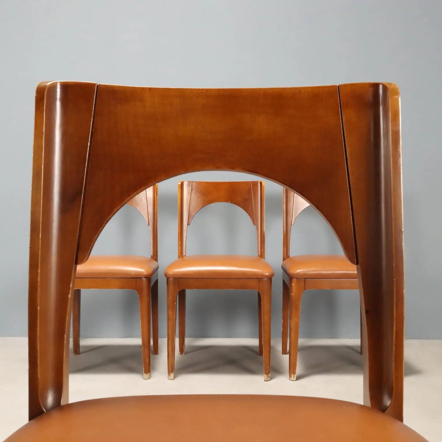 Vintage Chairs Beech Foam Leatherette Design Italy 1970s-1980s | Modernism | Chairs