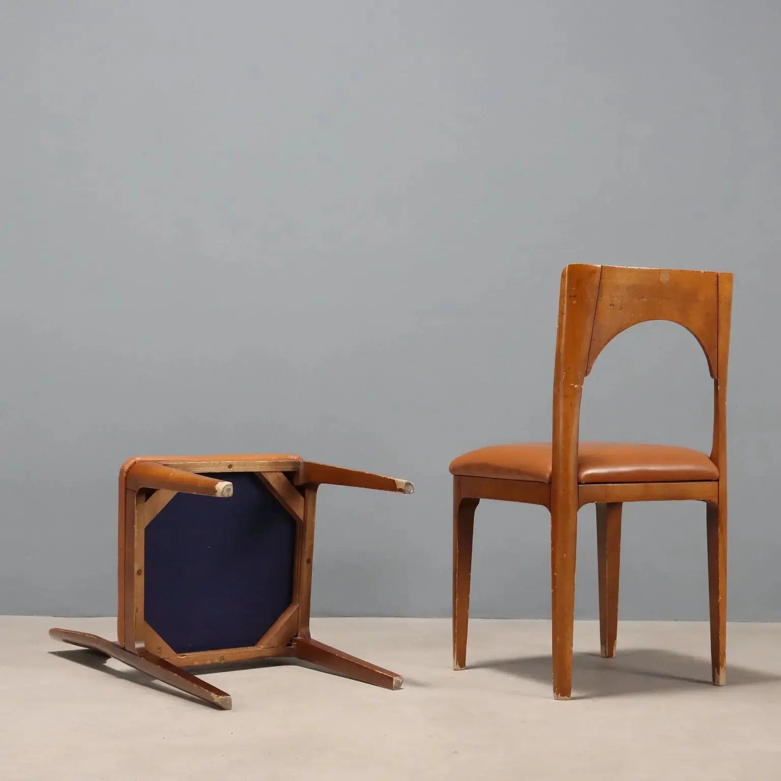 Vintage Chairs Beech Foam Leatherette Design Italy 1970s-1980s | Modernism | Chairs