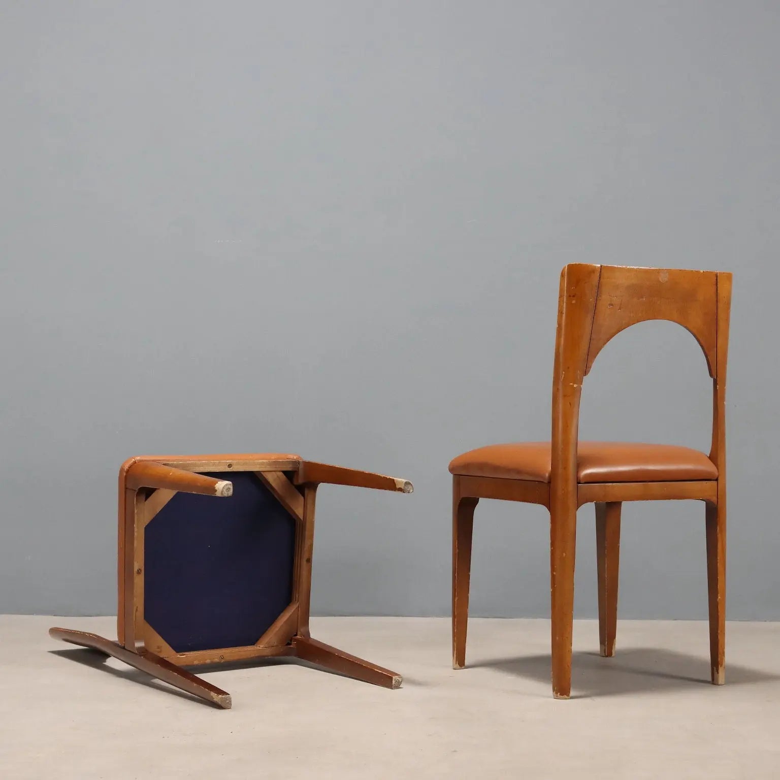 Vintage Chairs Beech Foam Leatherette Design Italy 1970s-1980s | Modernism | Chairs