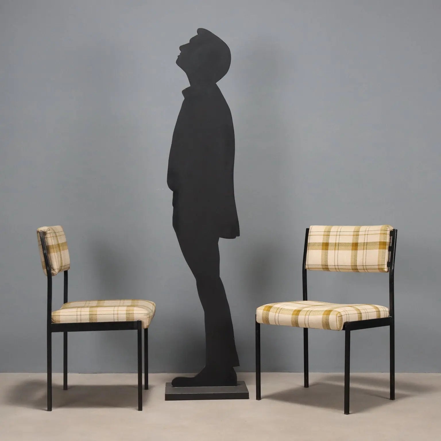 Vintage Chairs Enamelled Metal Fabric Design Italy 1960s | Modernism | Chairs