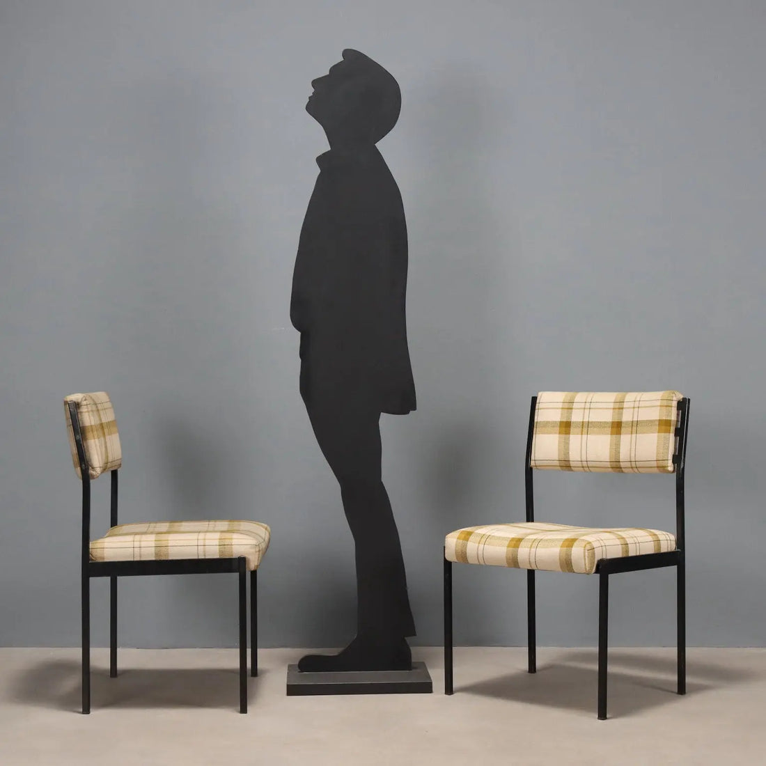Vintage Chairs Enamelled Metal Fabric Design Italy 1960s | Modernism | Chairs