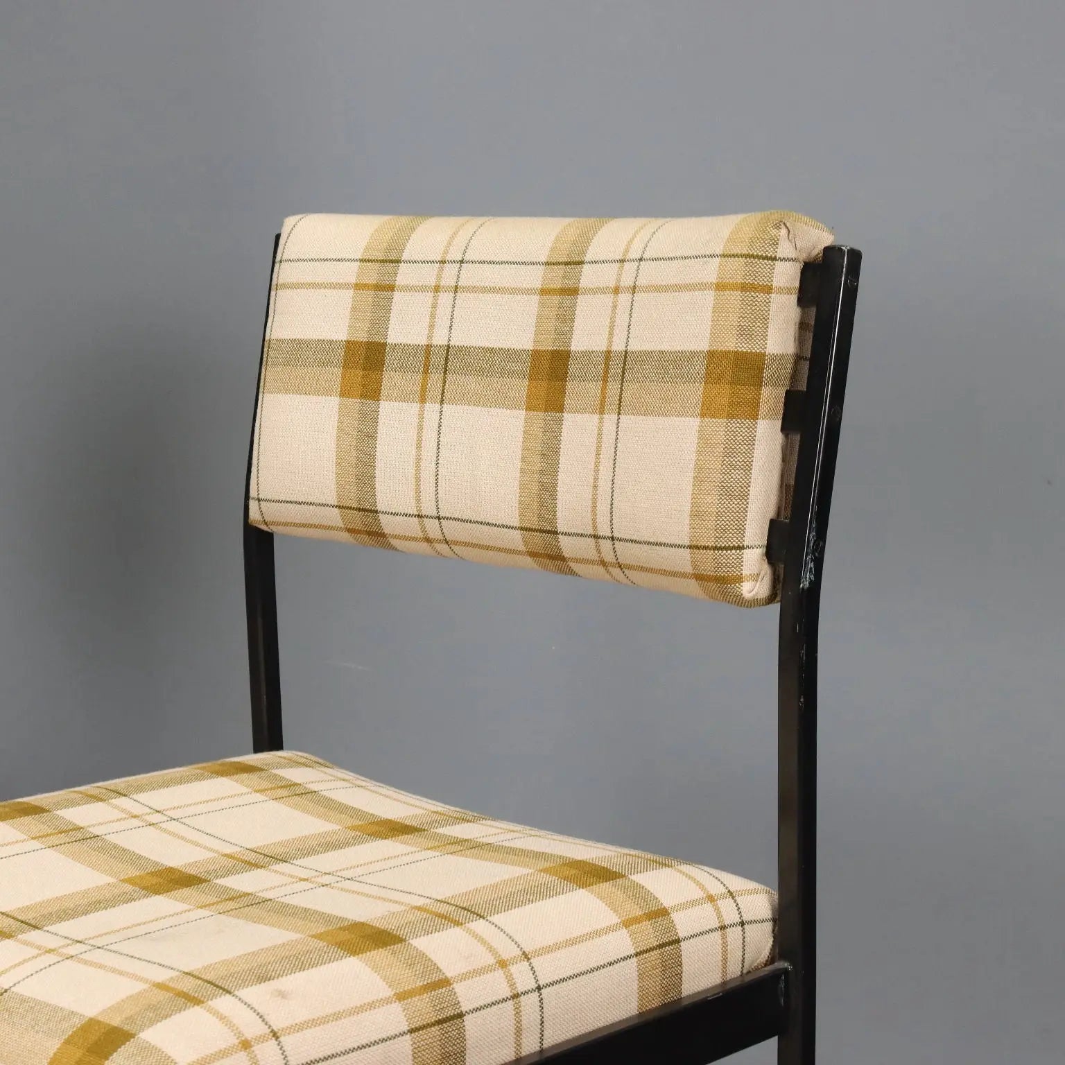 Vintage Chairs Enamelled Metal Fabric Design Italy 1960s | Modernism | Chairs