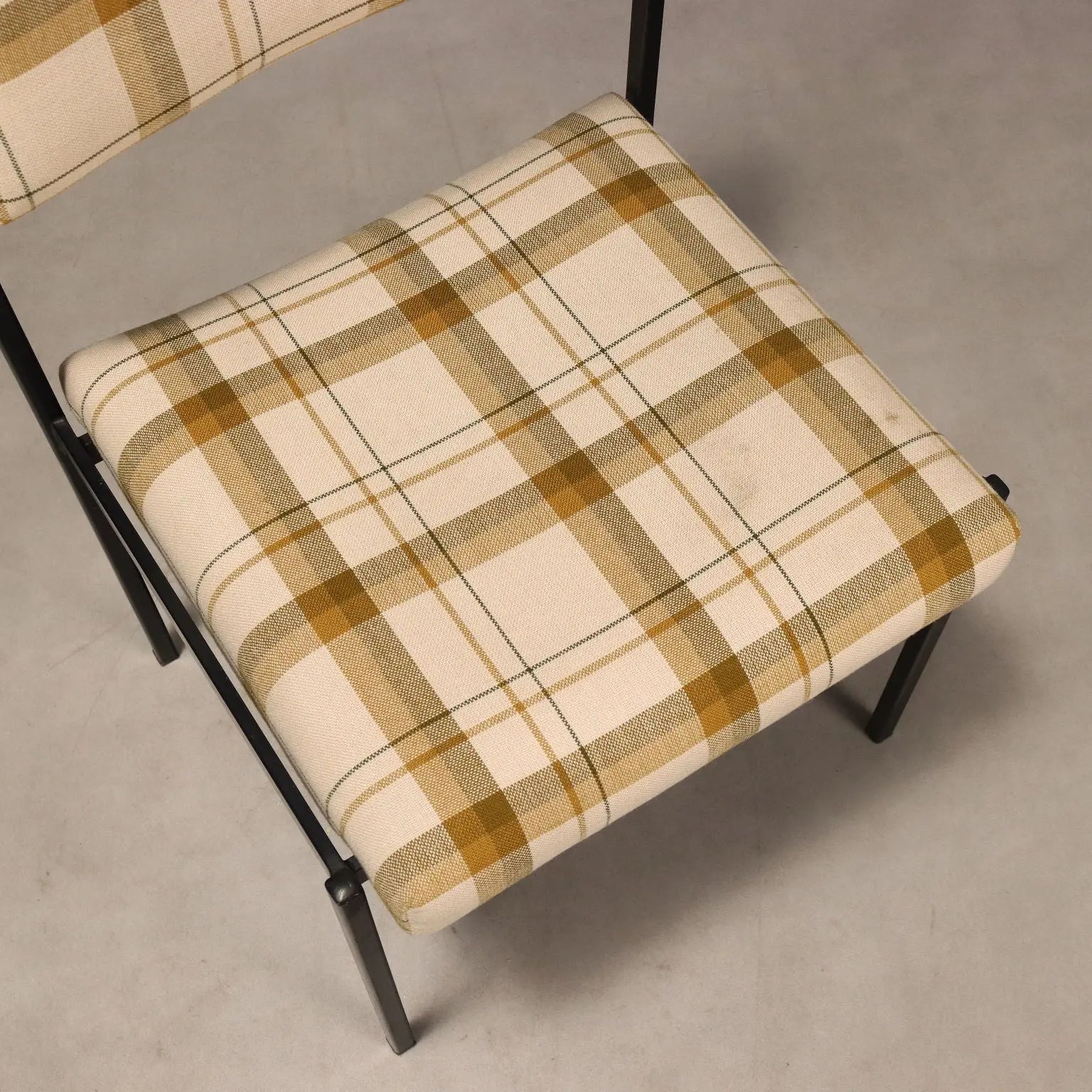 Vintage Chairs Enamelled Metal Fabric Design Italy 1960s | Modernism | Chairs