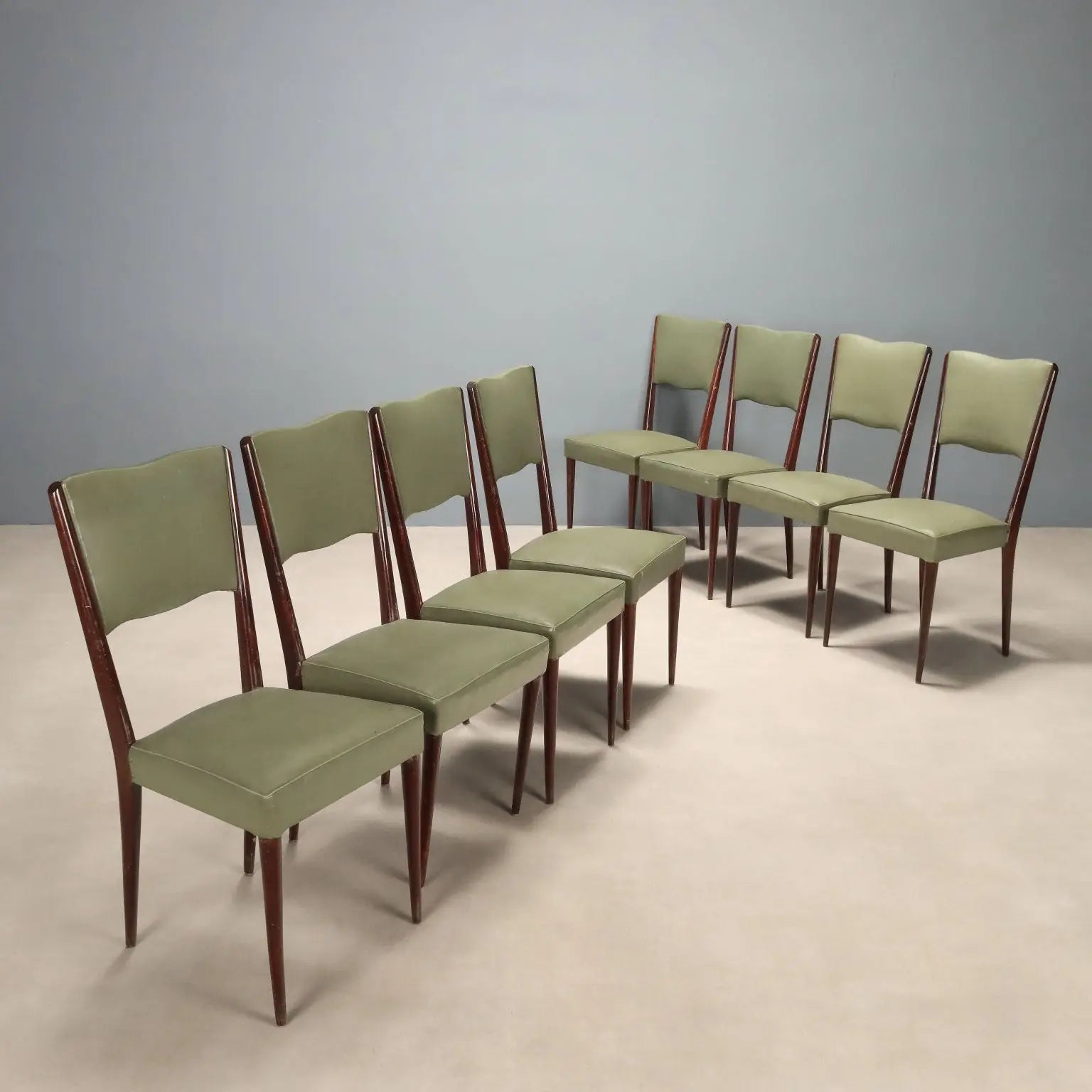 Vintage Chairs Painted Beech Leatherette Design Italy 1960s