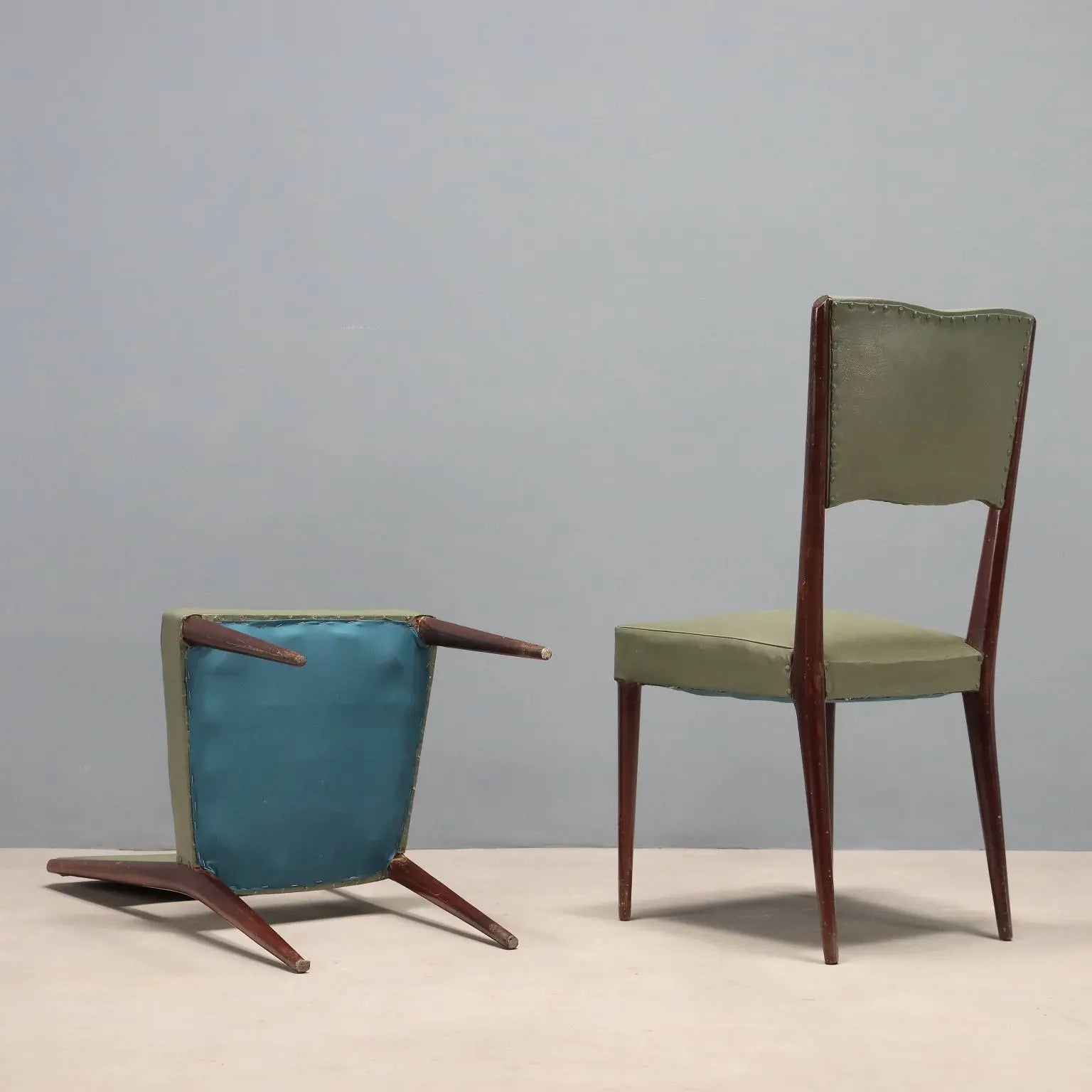 Vintage Chairs Painted Beech Leatherette Design Italy 1960s