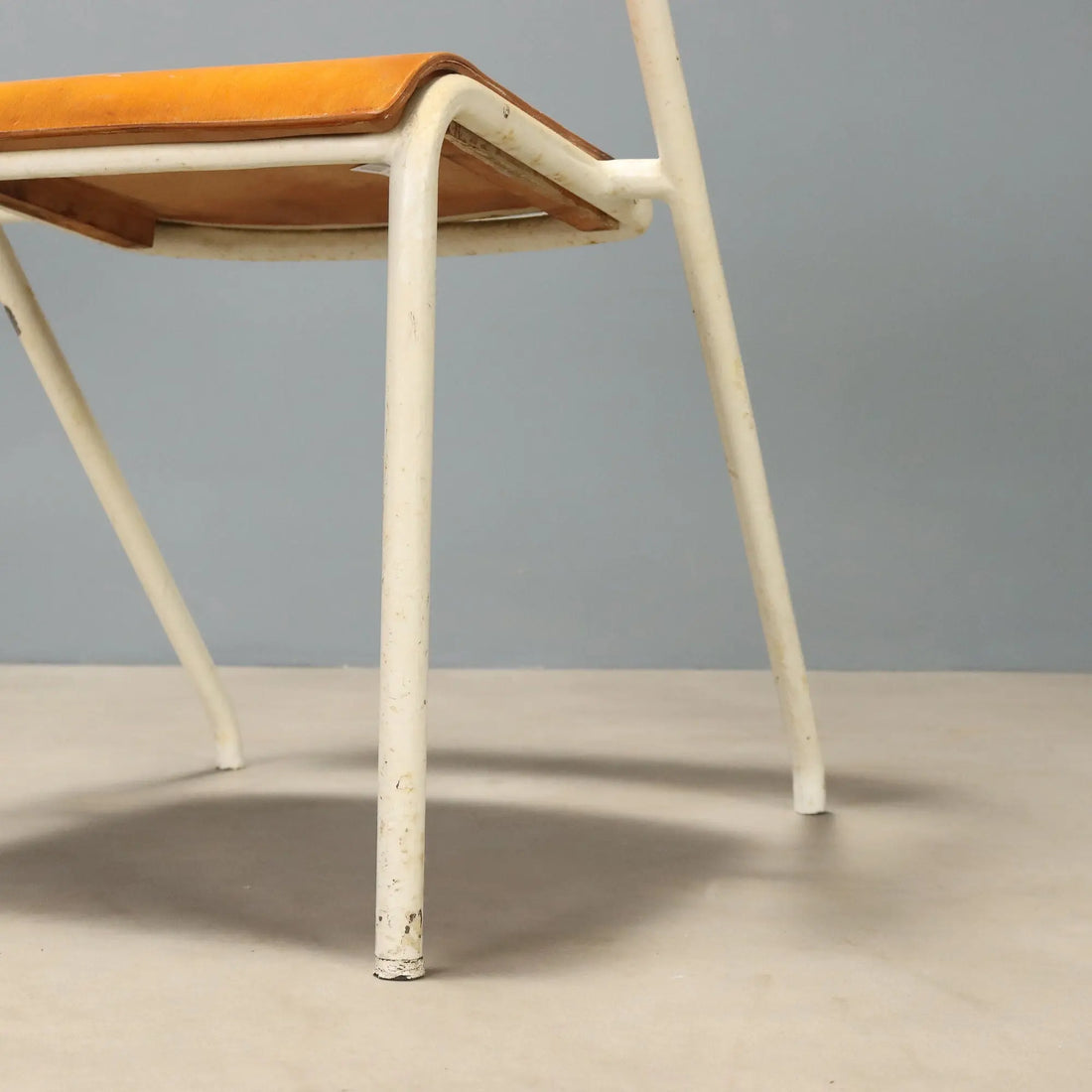 Vintage Chair Enamelled Metal Wood Design Italy 1960s