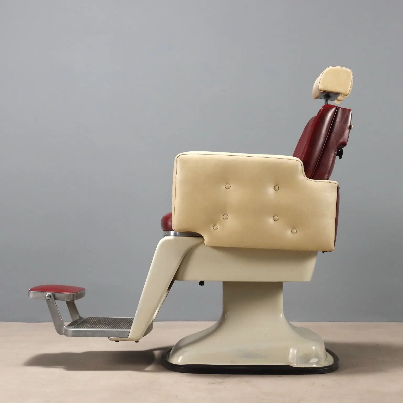 1960s Barber Chair in Two-Tone Faux Leather