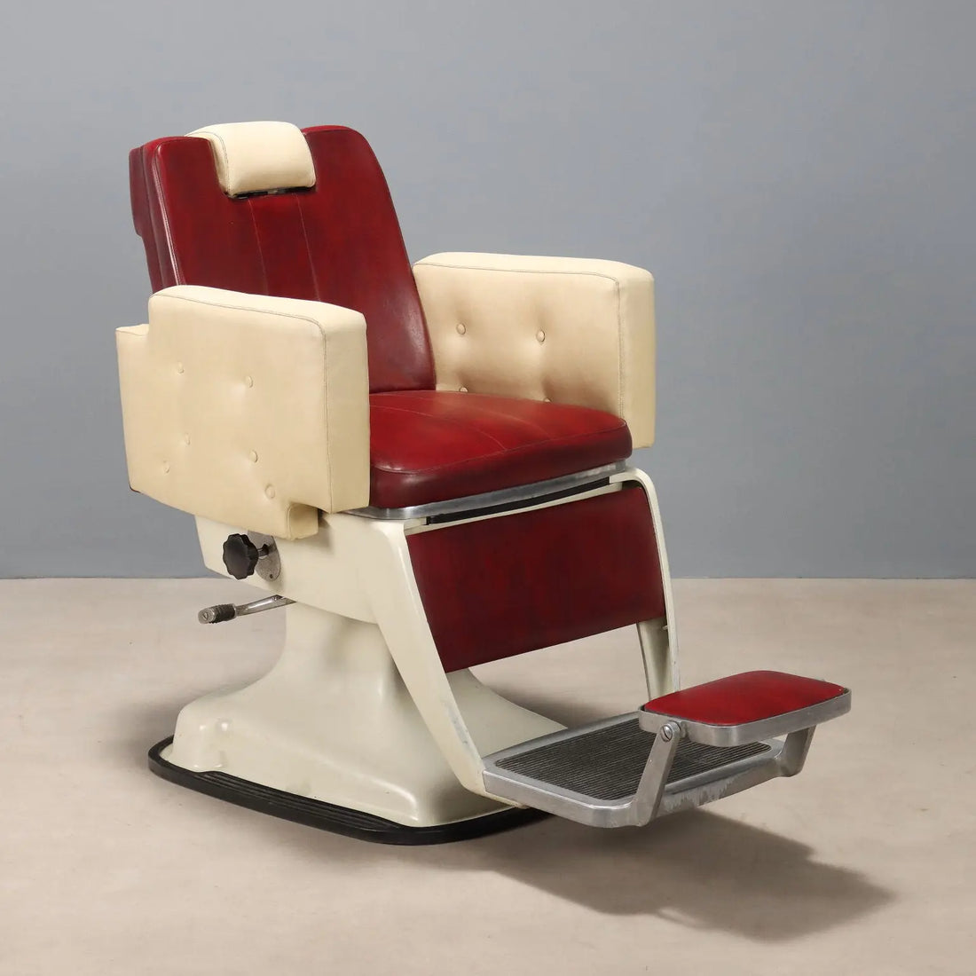 1960s Barber Chair in Two-Tone Faux Leather