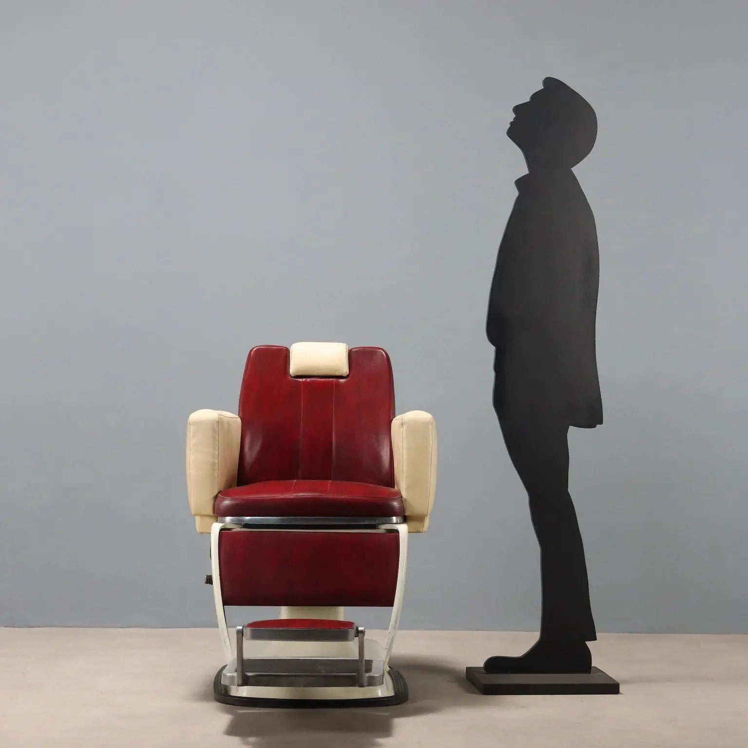 1960s Barber Chair in Two-Tone Faux Leather