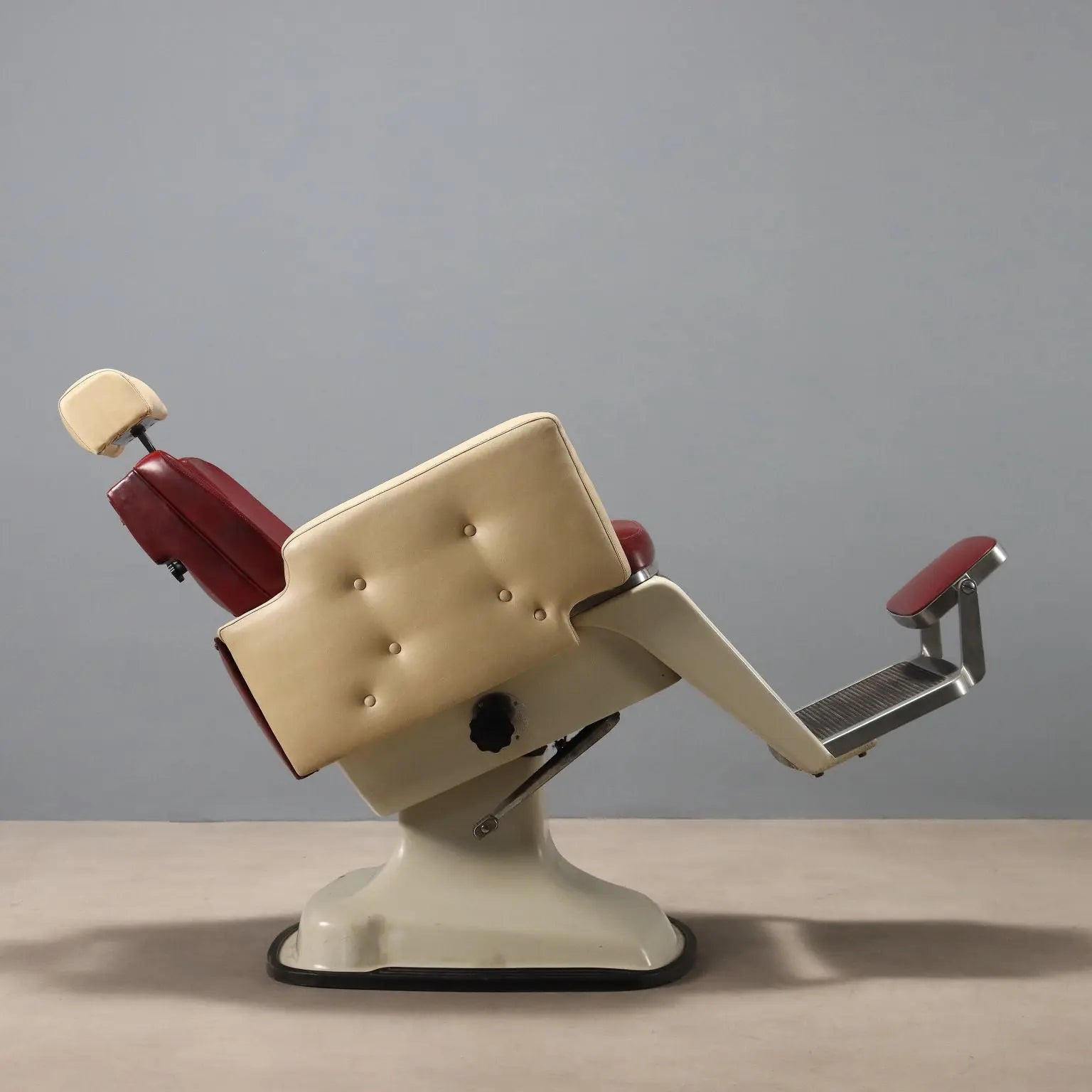 1960s Barber Chair in Two-Tone Faux Leather