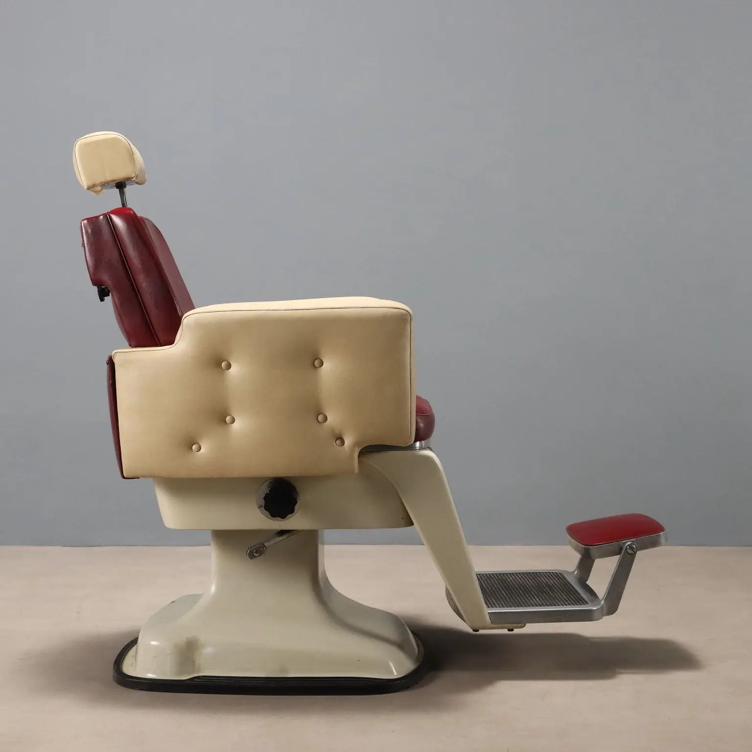1960s Barber Chair in Two-Tone Faux Leather