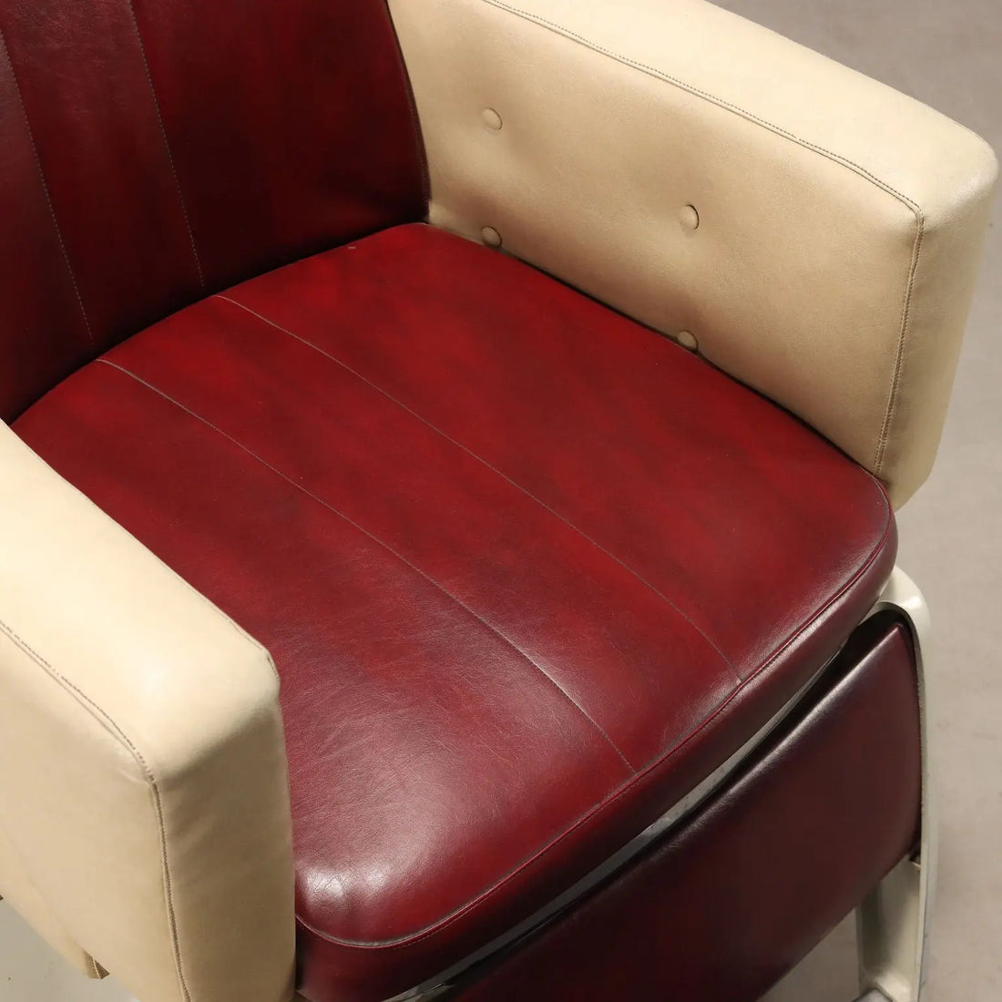 1960s Barber Chair in Two-Tone Faux Leather