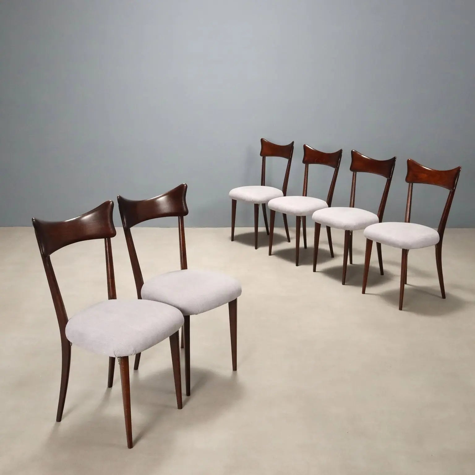 Vintage Dining Chairs Painted Beech Fabric Design 1950s