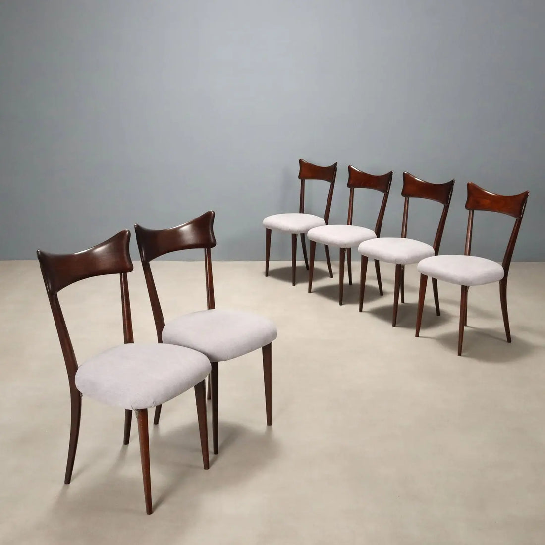 Vintage Dining Chairs Painted Beech Fabric Design 1950s