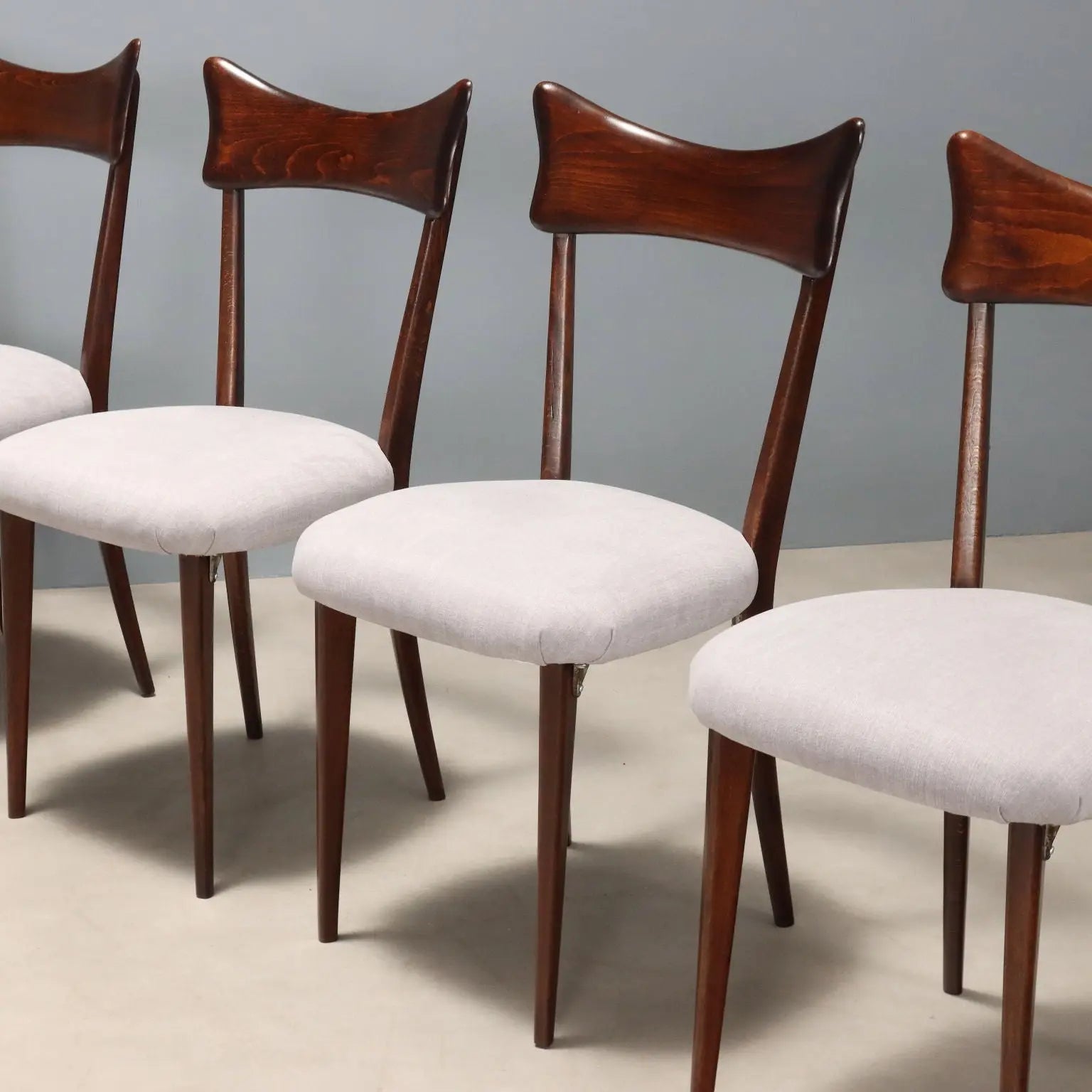 Vintage Dining Chairs Painted Beech Fabric Design 1950s