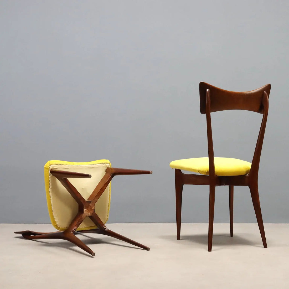 Vintage Chairs Painted Beech Velvet Design Italy 1950s-1960s
