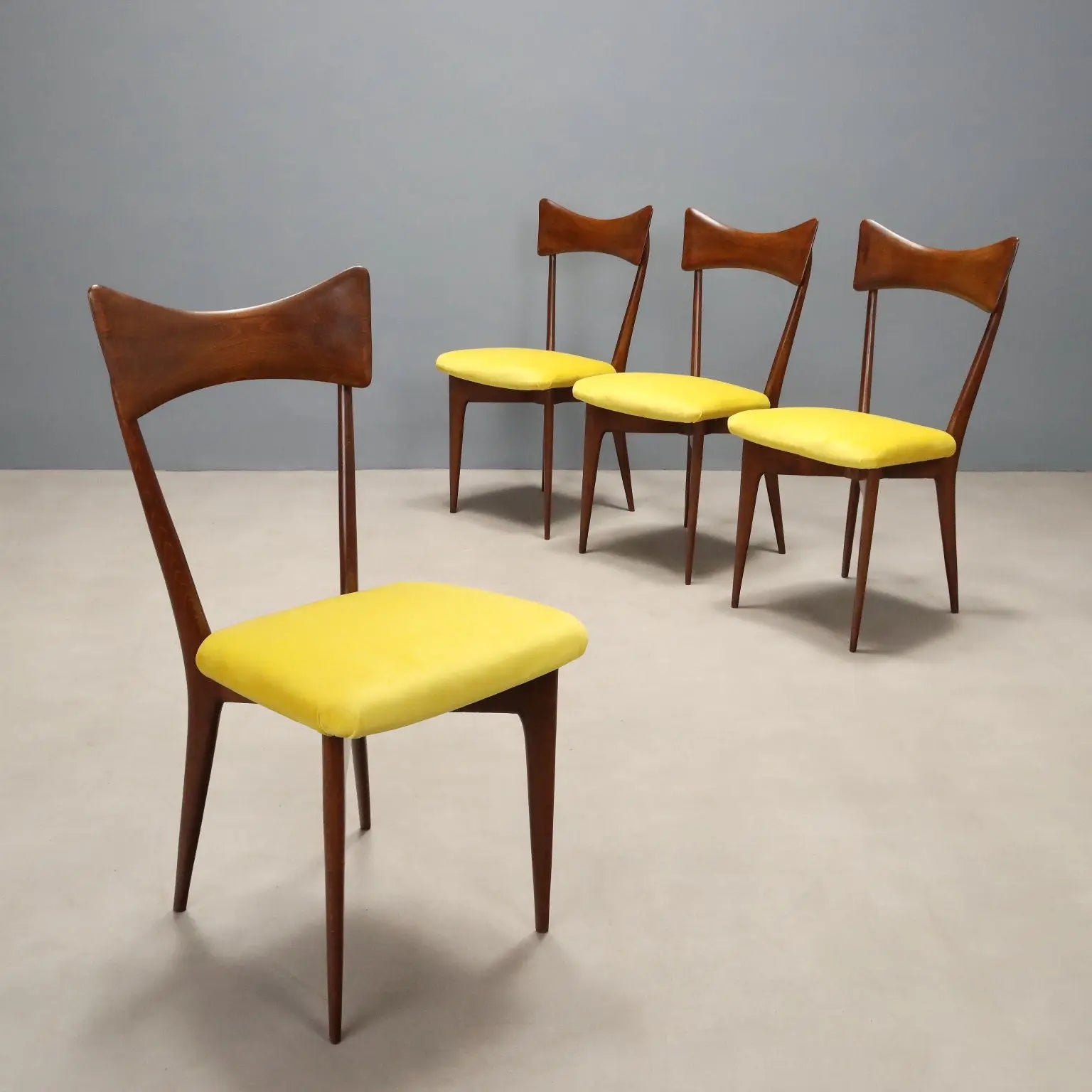 Vintage Chairs Painted Beech Velvet Design Italy 1950s-1960s