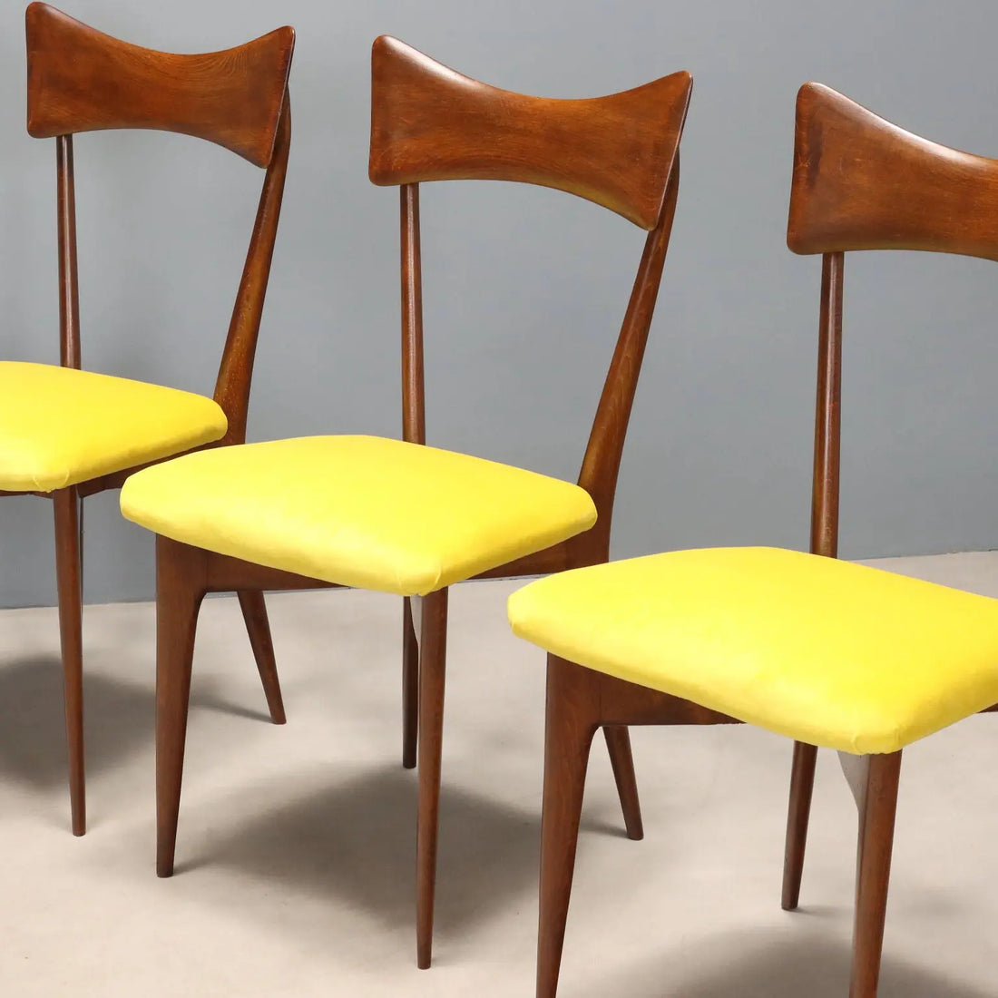 Vintage Chairs Painted Beech Velvet Design Italy 1950s-1960s