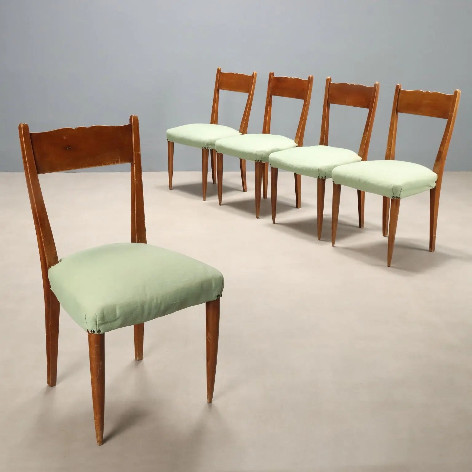 Vintage Chairs Painted Beech Fabric Design Italy 1940s-50s