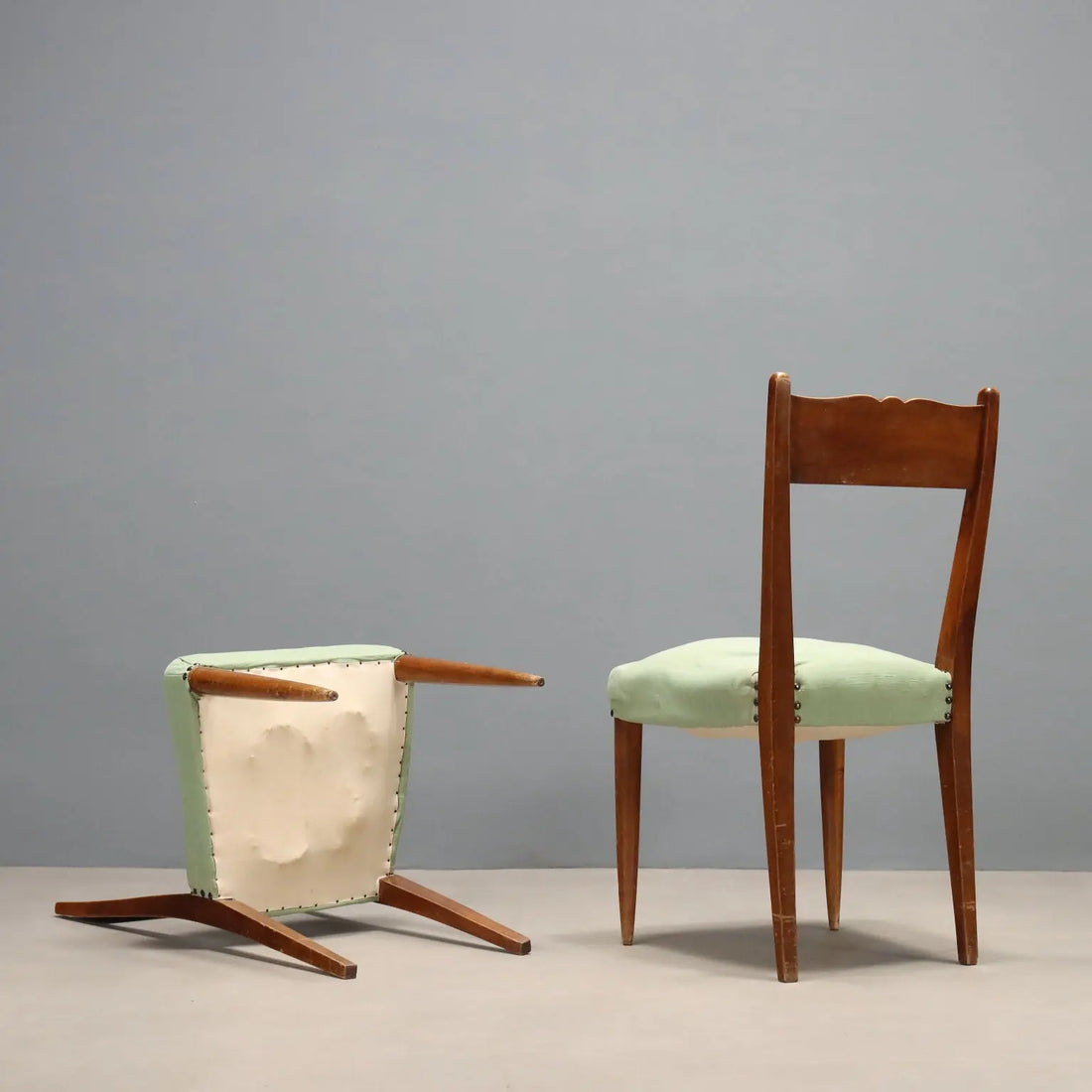Vintage Chairs Painted Beech Fabric Design Italy 1940s-50s