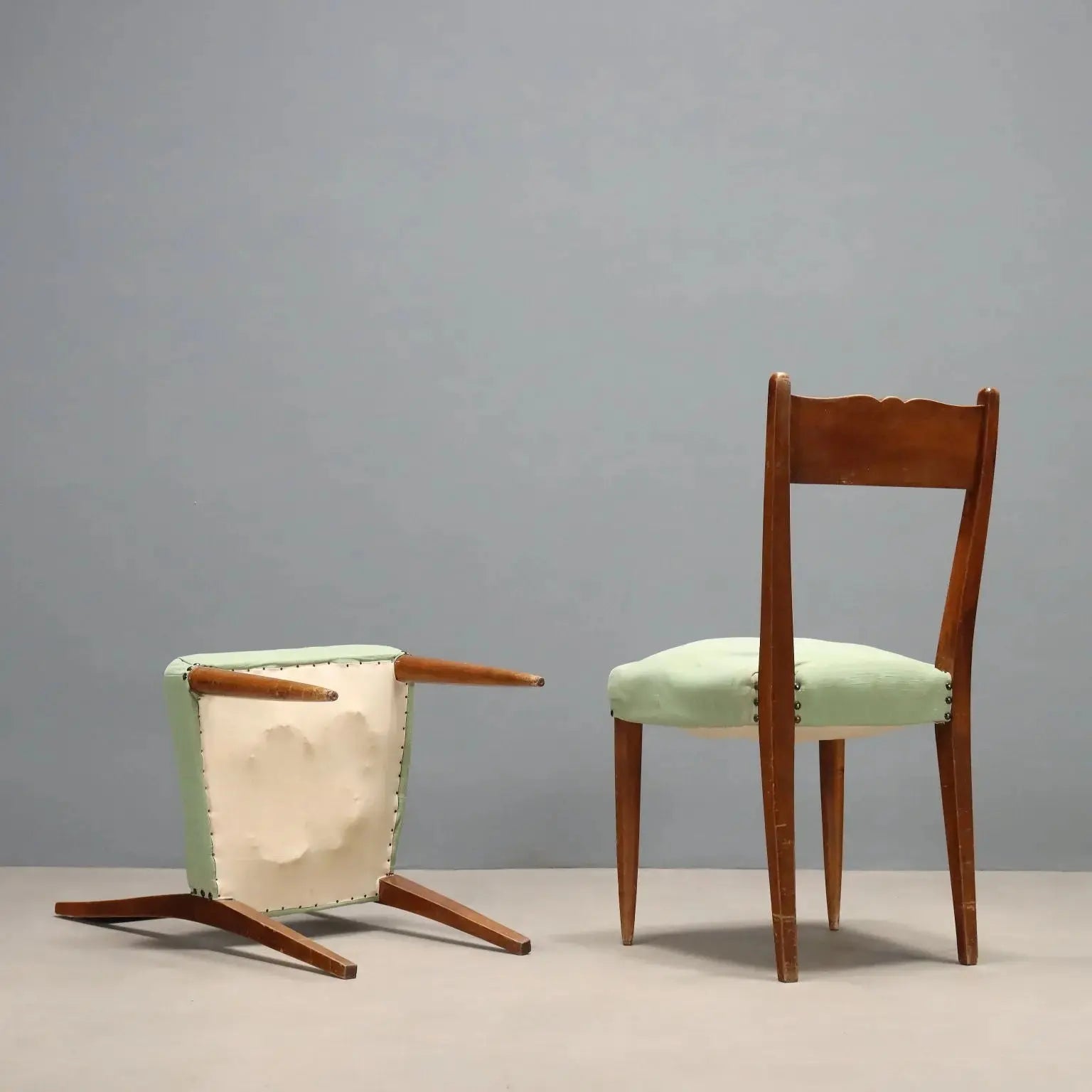 Vintage Chairs Painted Beech Fabric Design Italy 1940s-50s