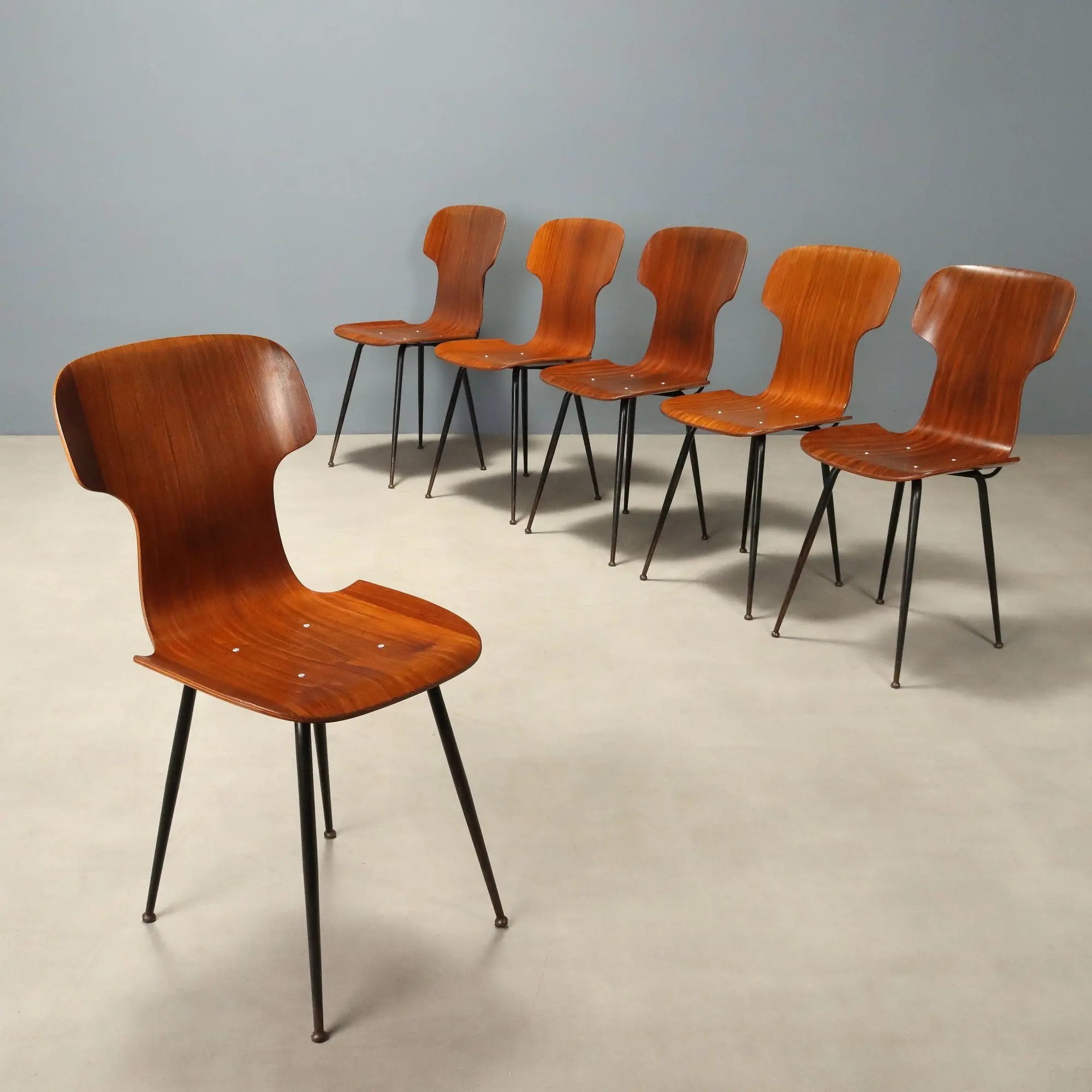 Vintage Chairs Plywood Metal Design Italy 1960s