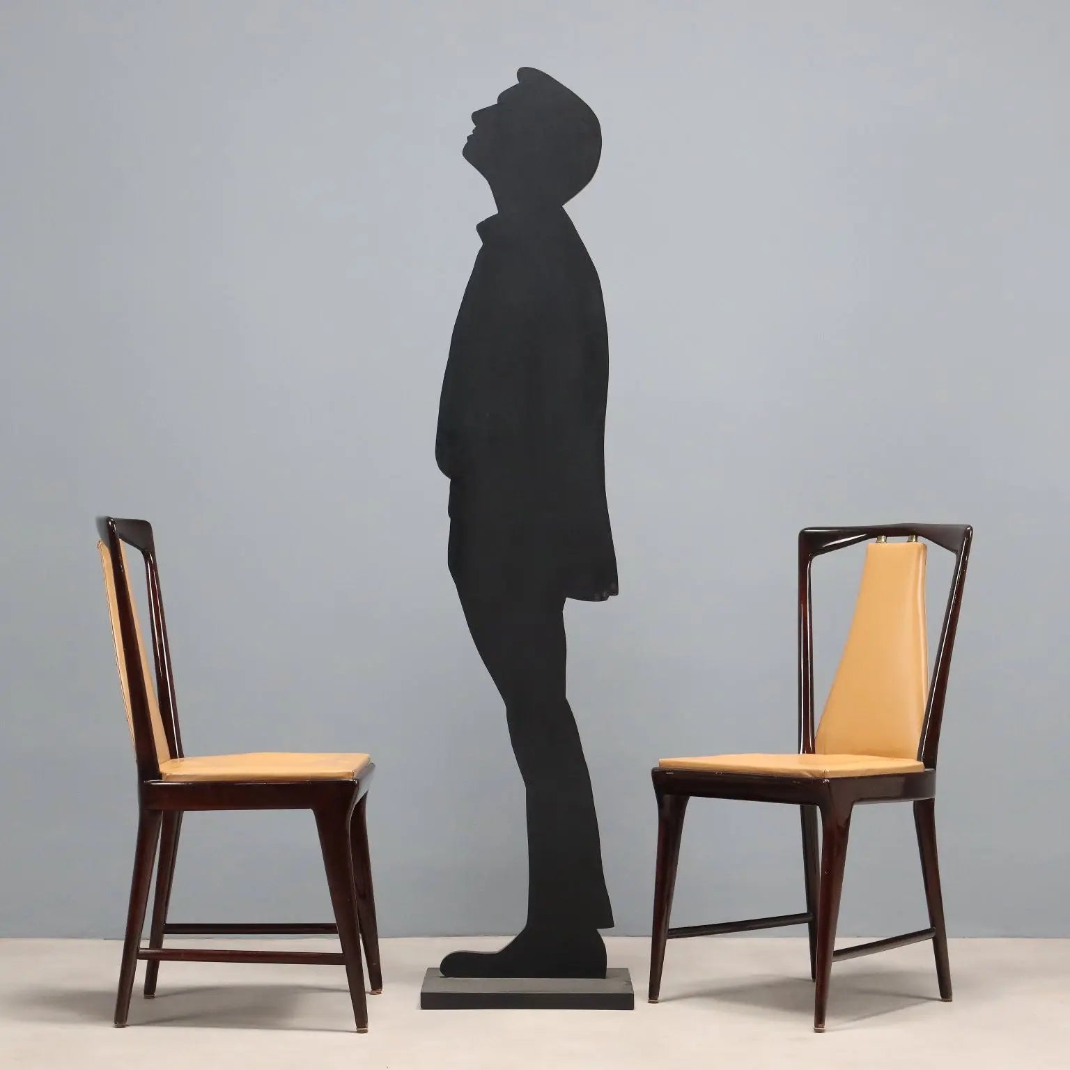 Vintage Chairs Design Osvaldo Borsani Wood Leatherette 1950s