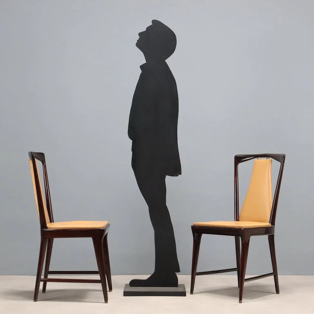 Vintage Chairs Design Osvaldo Borsani Wood Leatherette 1950s