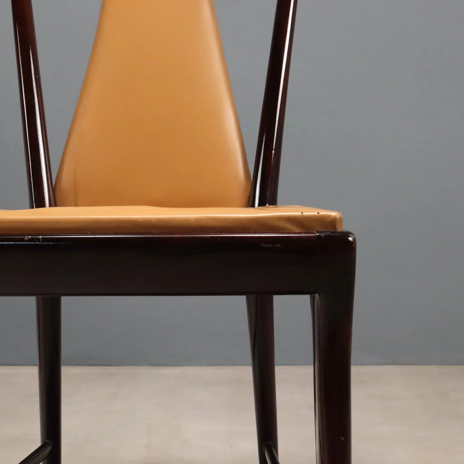 Vintage Chairs Design Osvaldo Borsani Wood Leatherette 1950s