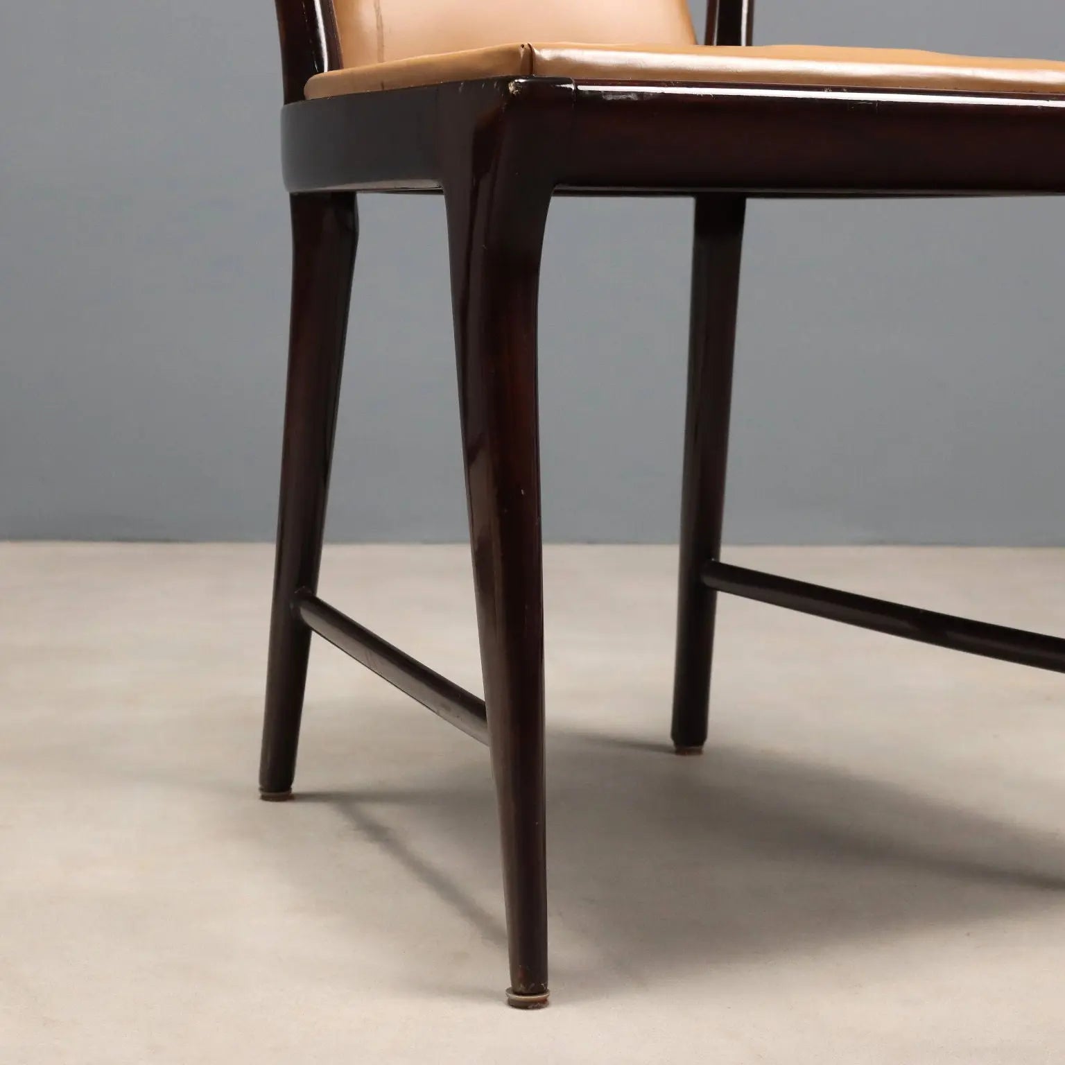 Vintage Chairs Design Osvaldo Borsani Wood Leatherette 1950s
