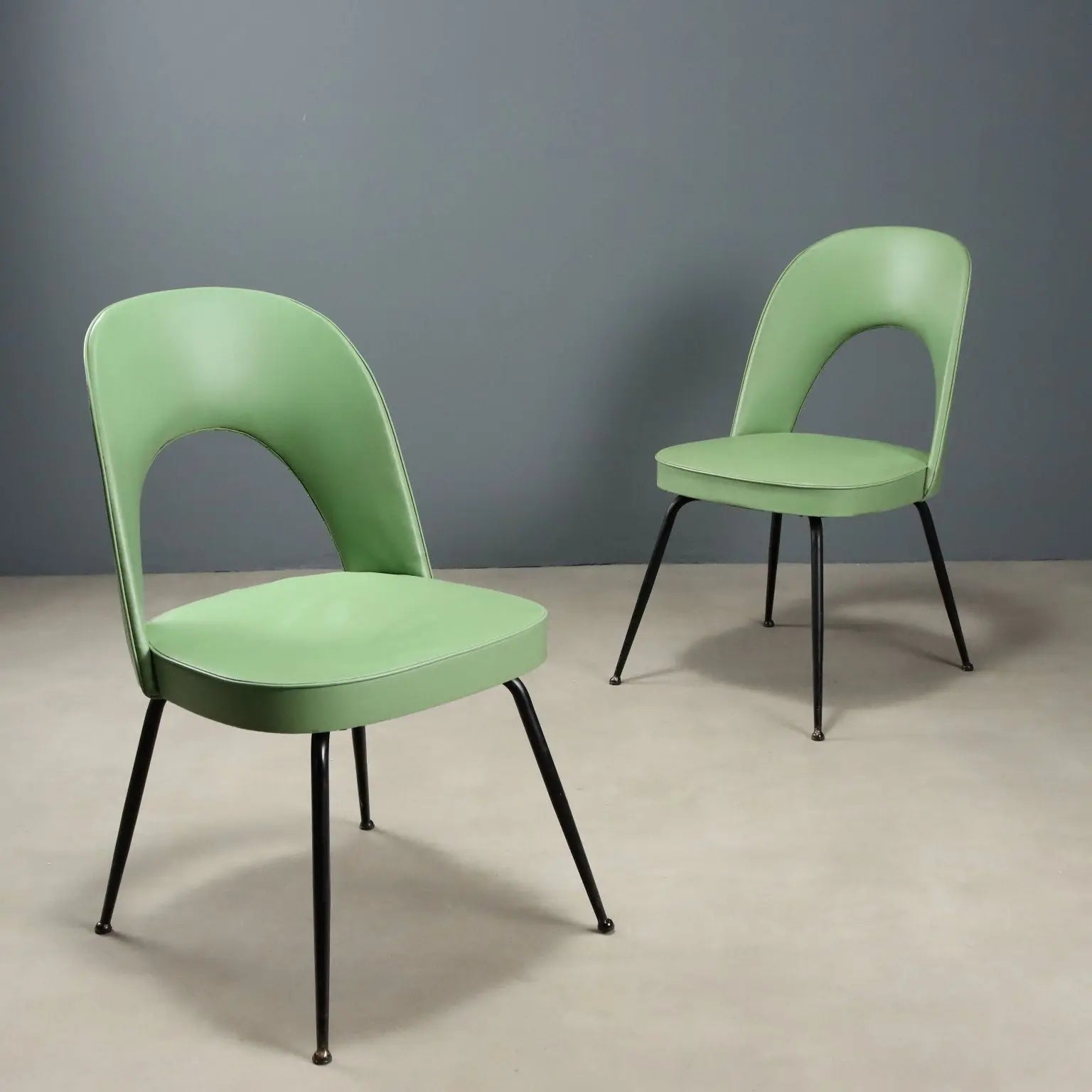 Vintage Chairs Leatherette Metal Design Italy 1960s