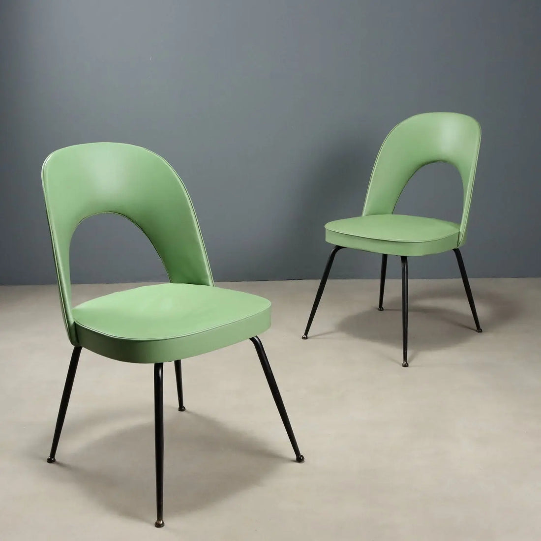 Vintage Chairs Leatherette Metal Design Italy 1960s