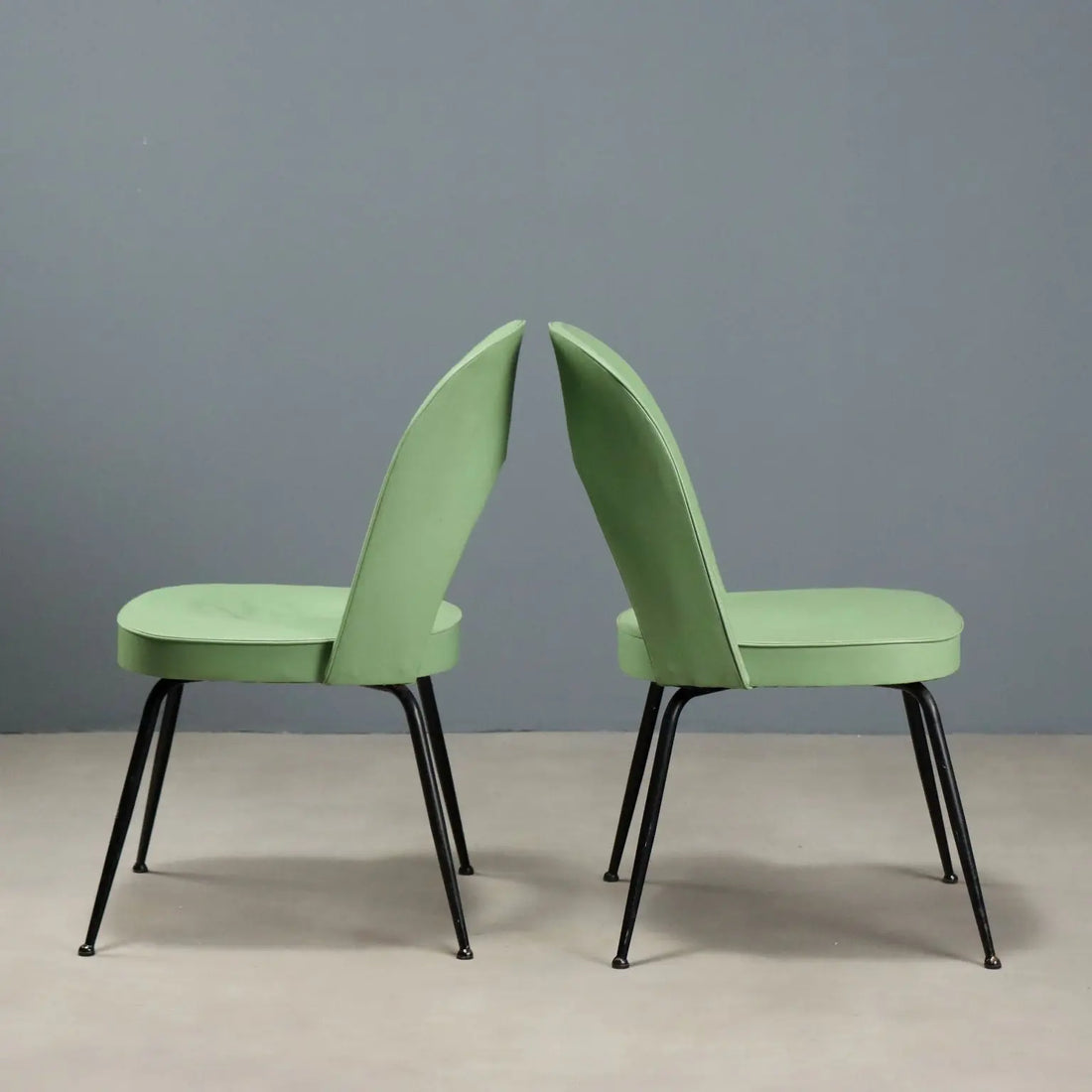 Vintage Chairs Leatherette Metal Design Italy 1960s