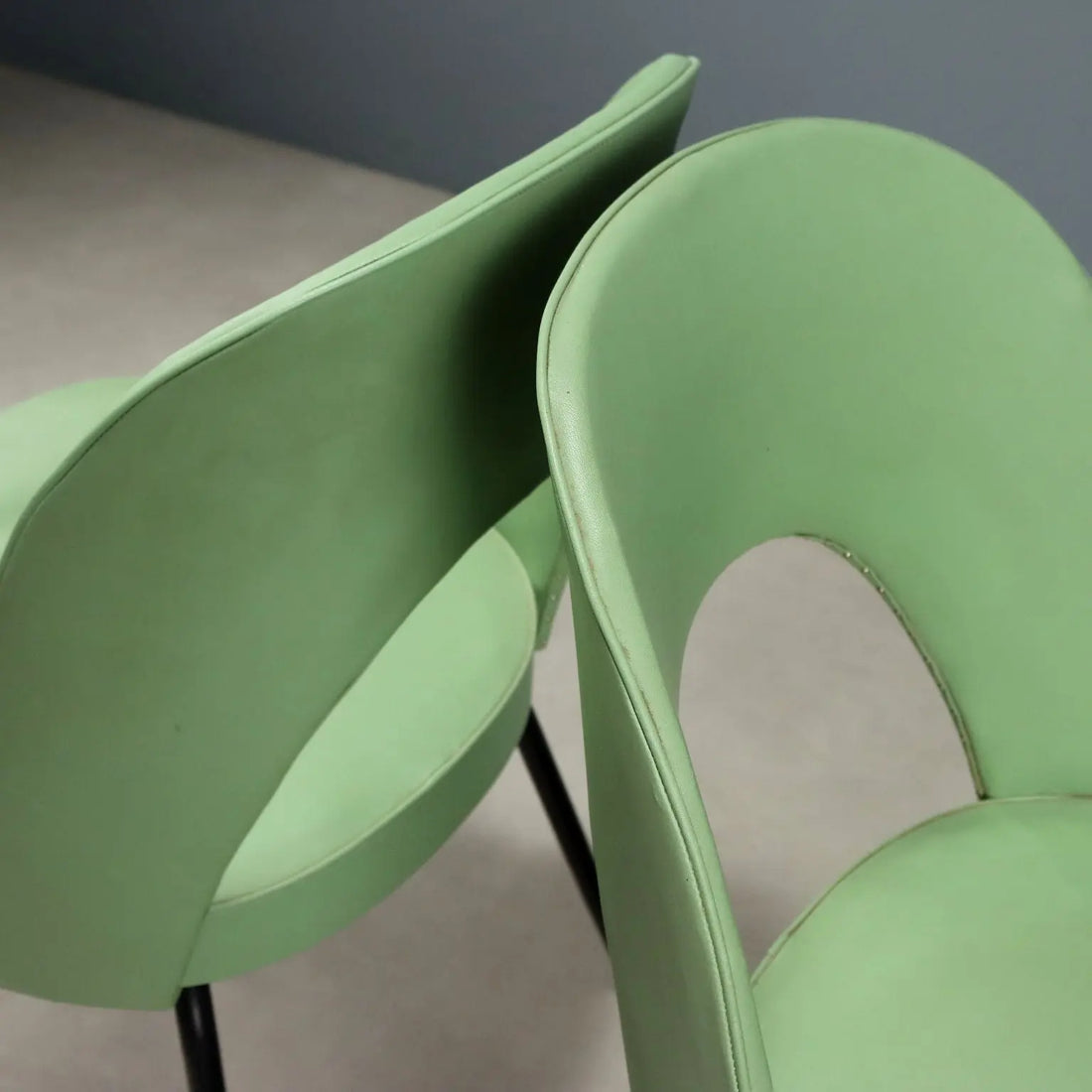 Vintage Chairs Leatherette Metal Design Italy 1960s