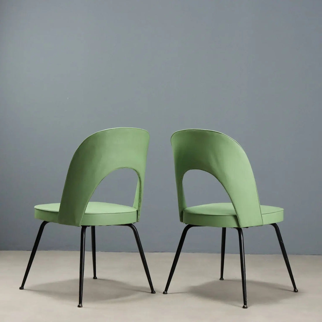 Vintage Chairs Leatherette Metal Design Italy 1960s