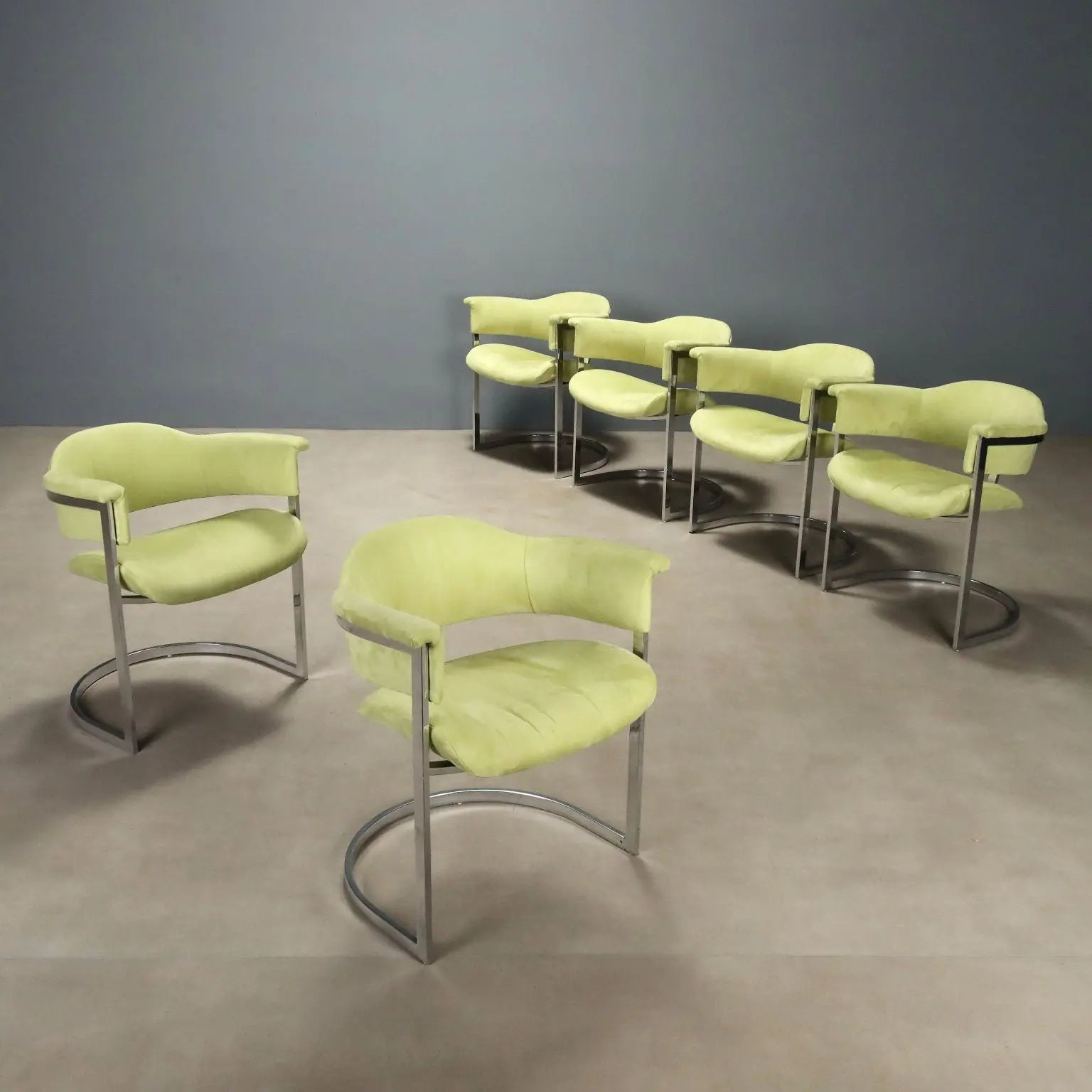 Vintage Saporiti Chairs Design Vittorio Introini Fabric 1970s