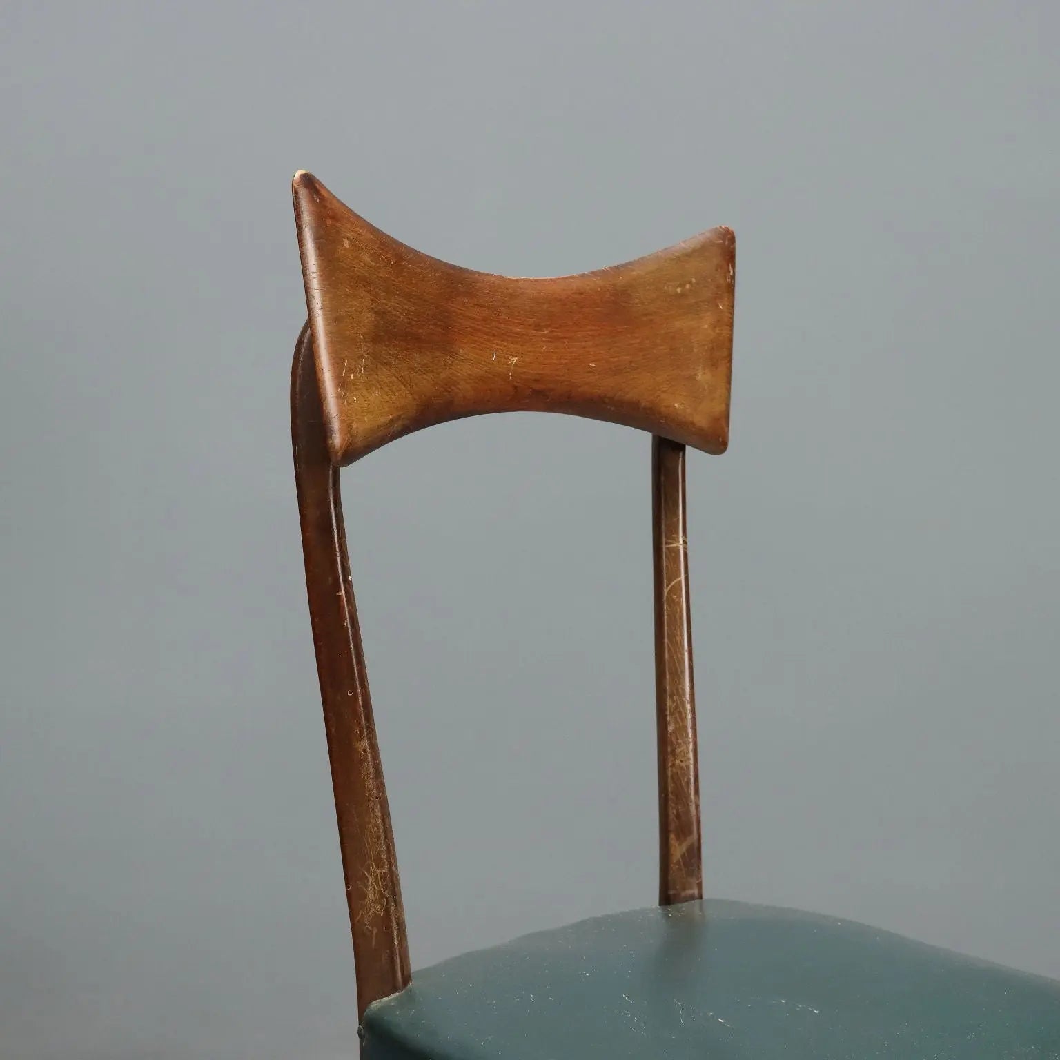 Vintage Chairs Beech Leatherette Fabric Design Italy 1950s-1960s