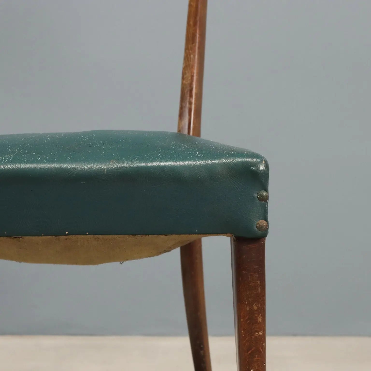 Vintage Chairs Beech Leatherette Fabric Design Italy 1950s-1960s