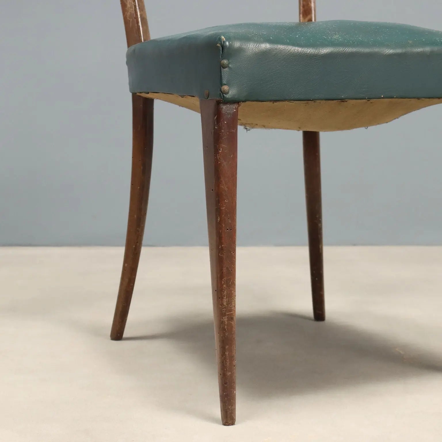 Vintage Chairs Beech Leatherette Fabric Design Italy 1950s-1960s