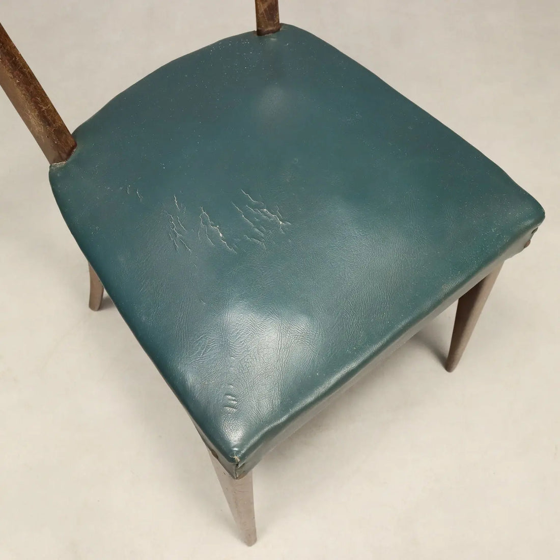Vintage Chairs Beech Leatherette Fabric Design Italy 1950s-1960s