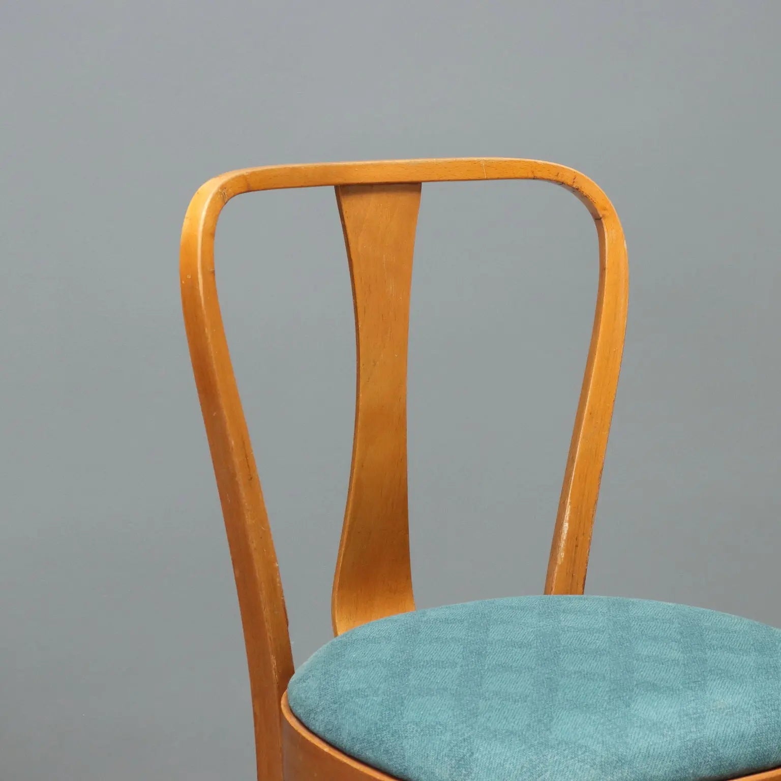 Vintage Chairs Beech Fabric Design Italy 1960s
