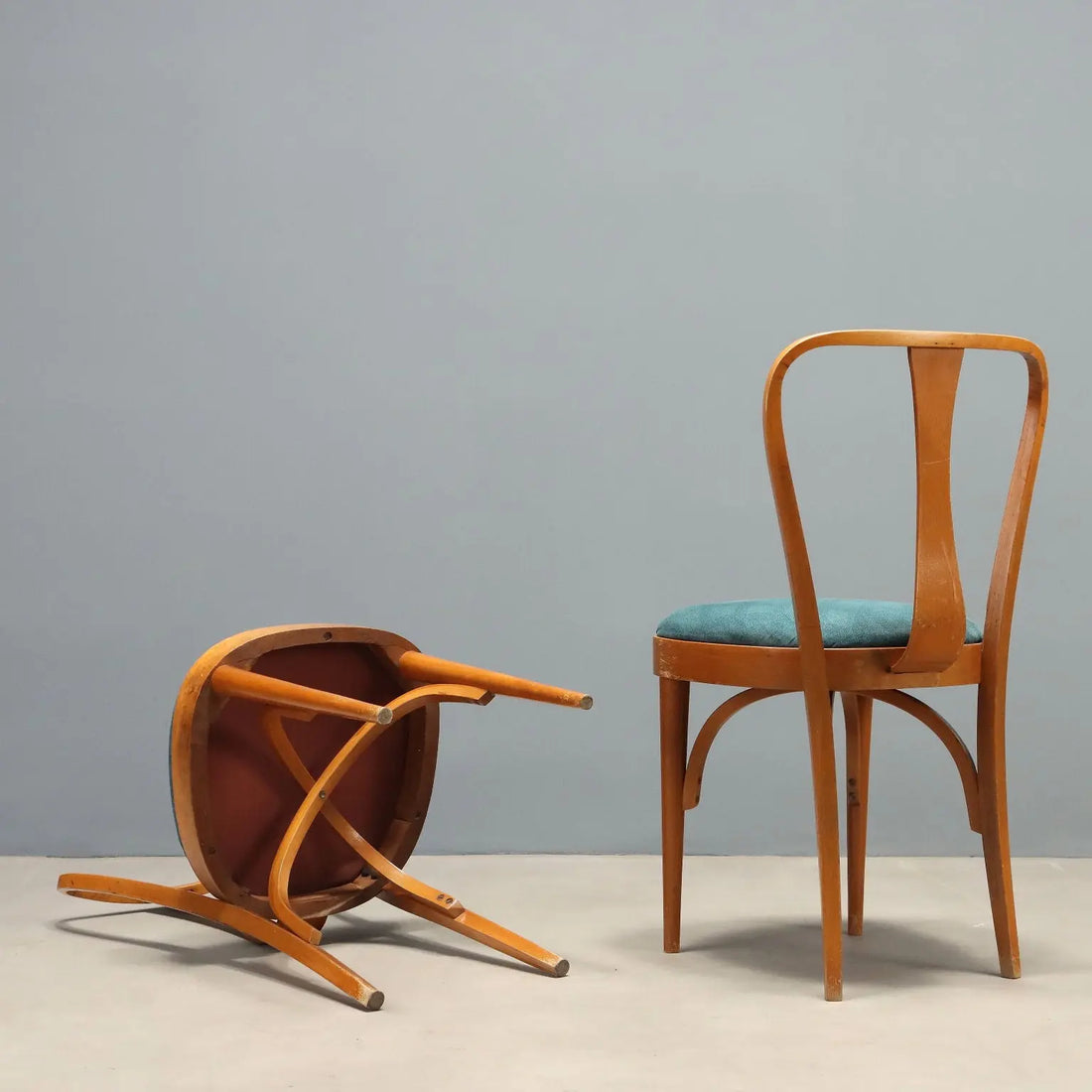Vintage Chairs Beech Fabric Design Italy 1960s